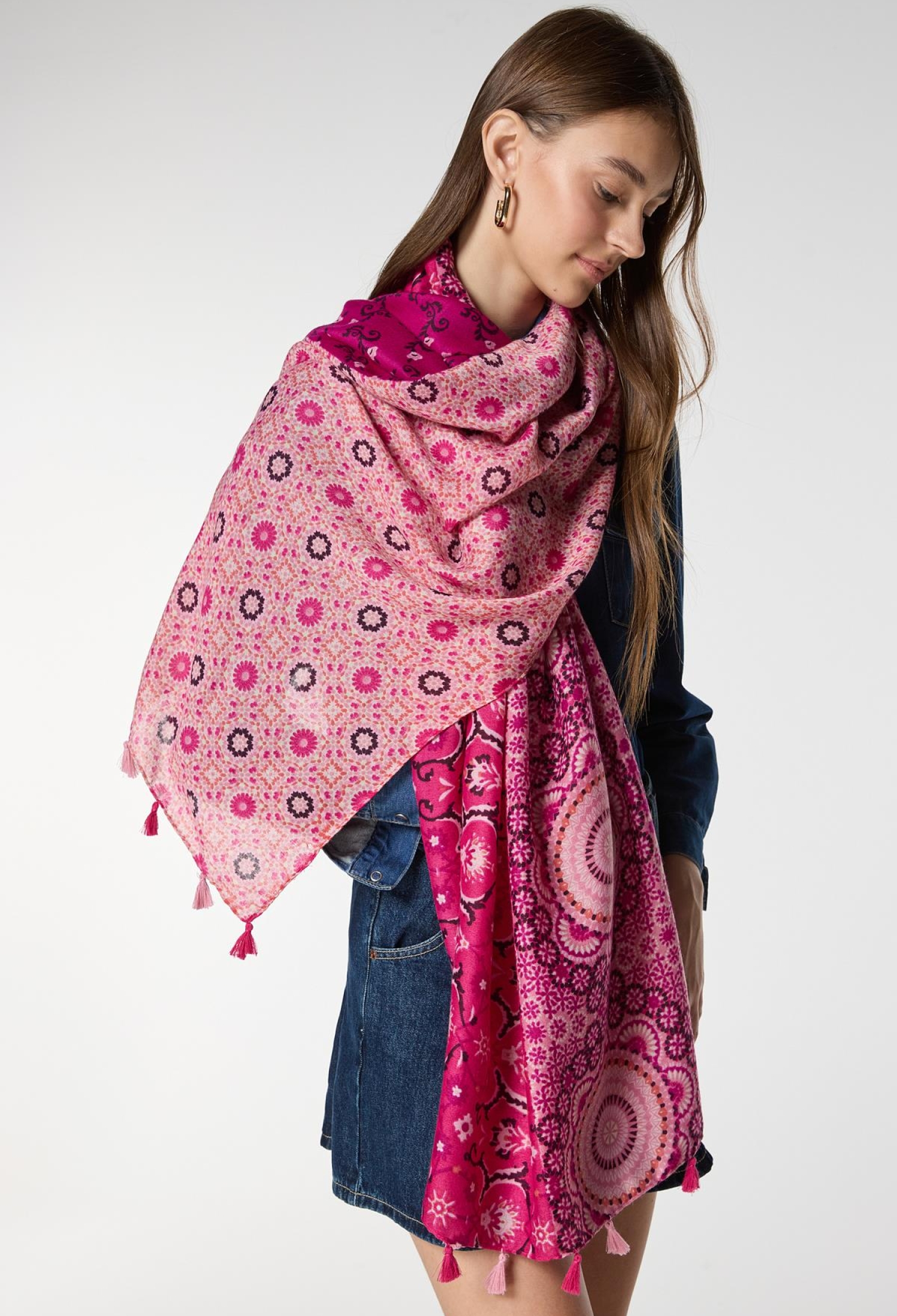 Multi-Patterned TasseledGilded And Tasseled Shawl - Brand: Axesoire - Women & Kids, Baby Clothes Wholesale - TheBS Women