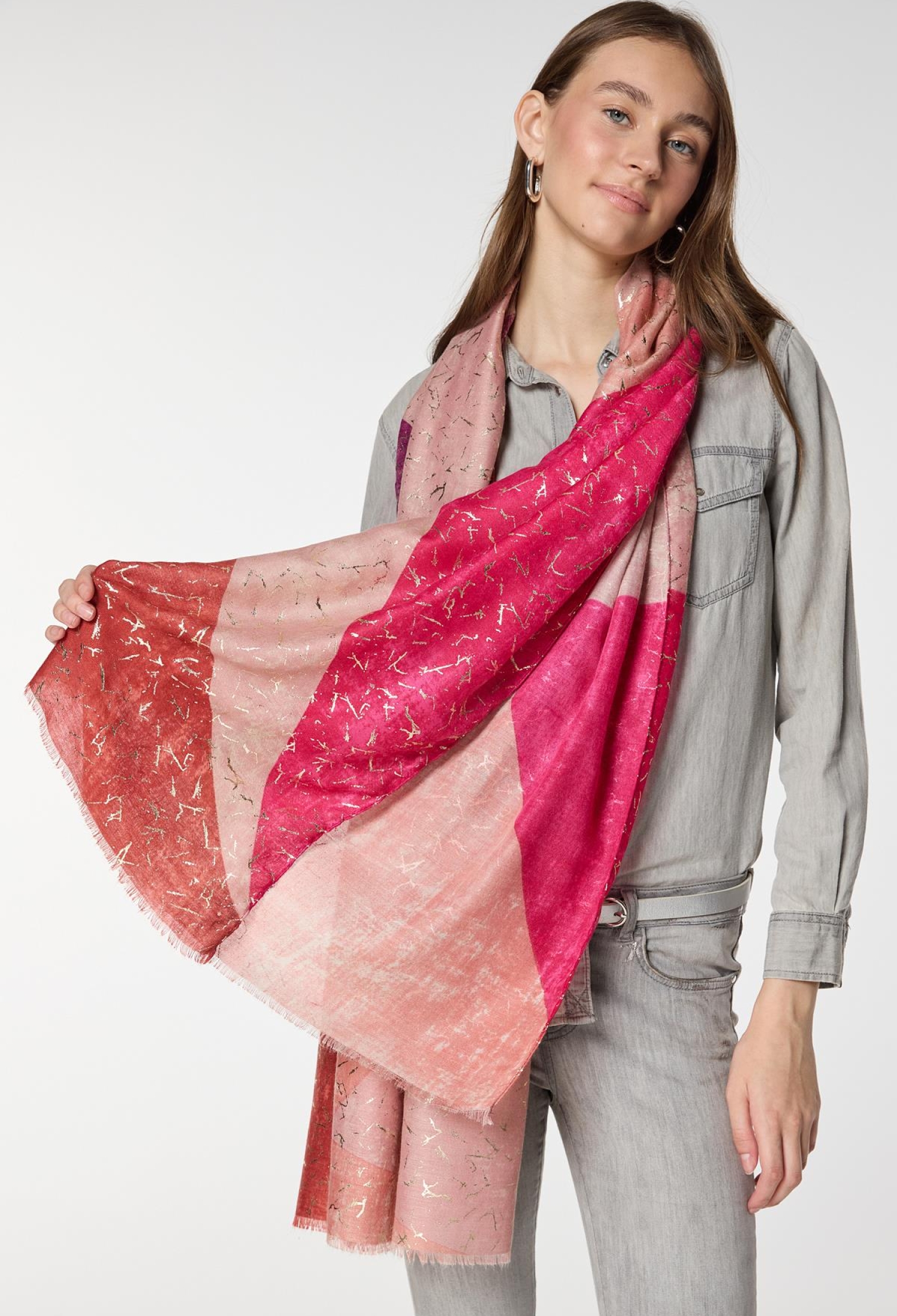 Ethnic Patterned Shawl With Foil And Tassels - Brand: Axesoire - Women & Kids, Baby Clothes Wholesale - TheBS Women