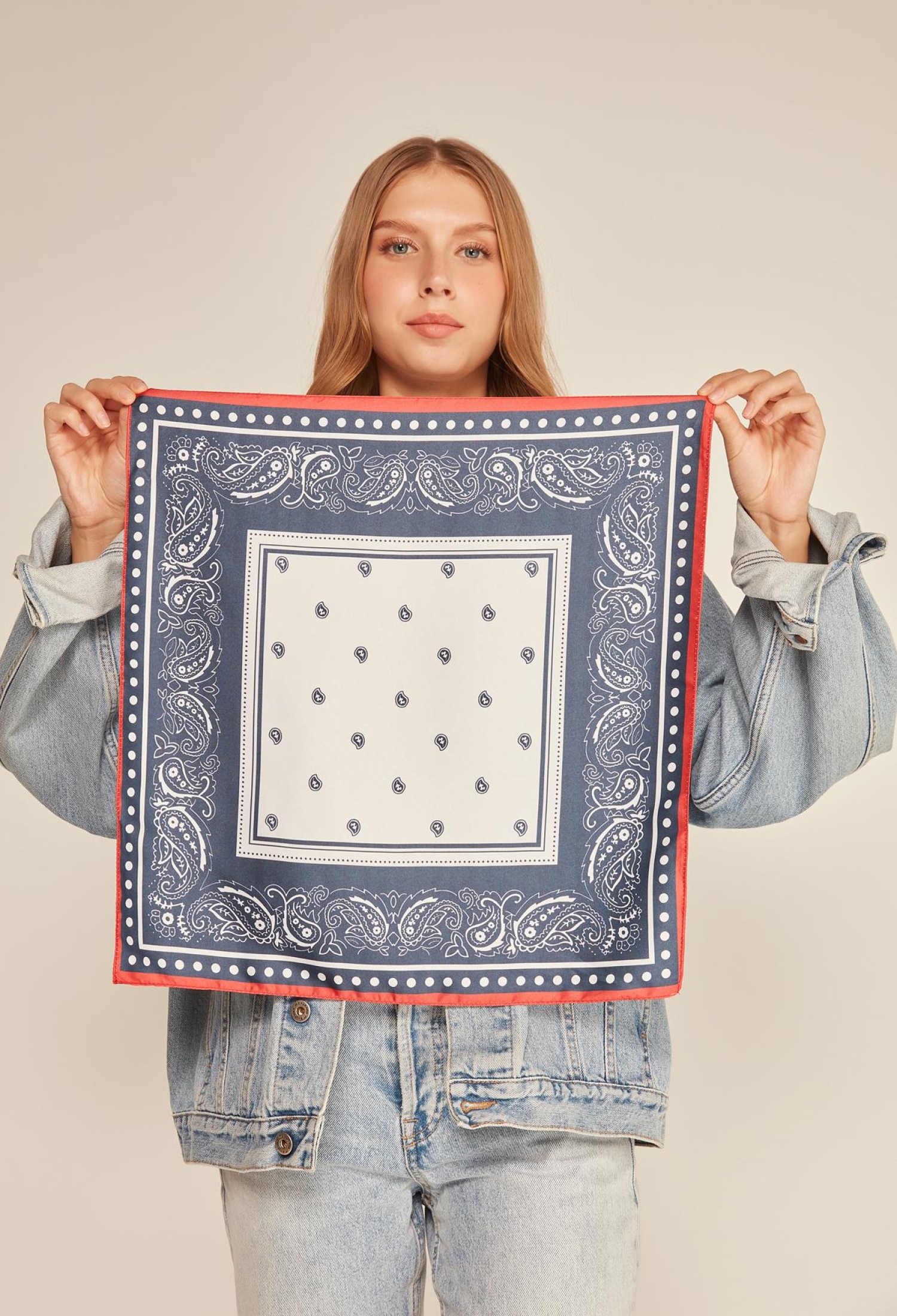 Bordered Navy Blue Scarf - Brand: Axesoire - Women & Kids, Baby Clothes Wholesale - TheBS Women