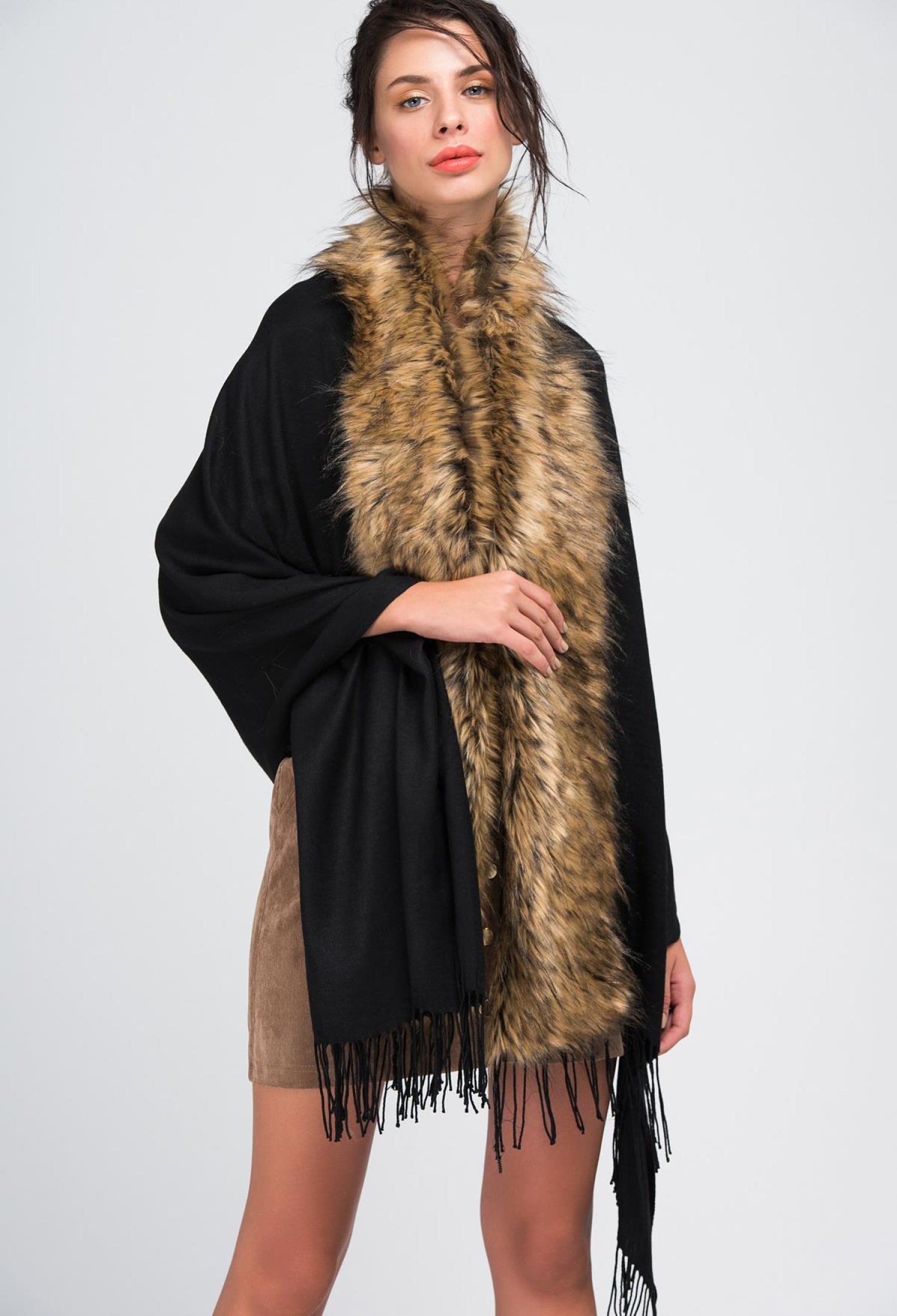 Poncho - Camel & - Brand: Axesoire - Women & Kids, Baby Clothes Wholesale - TheBS Women