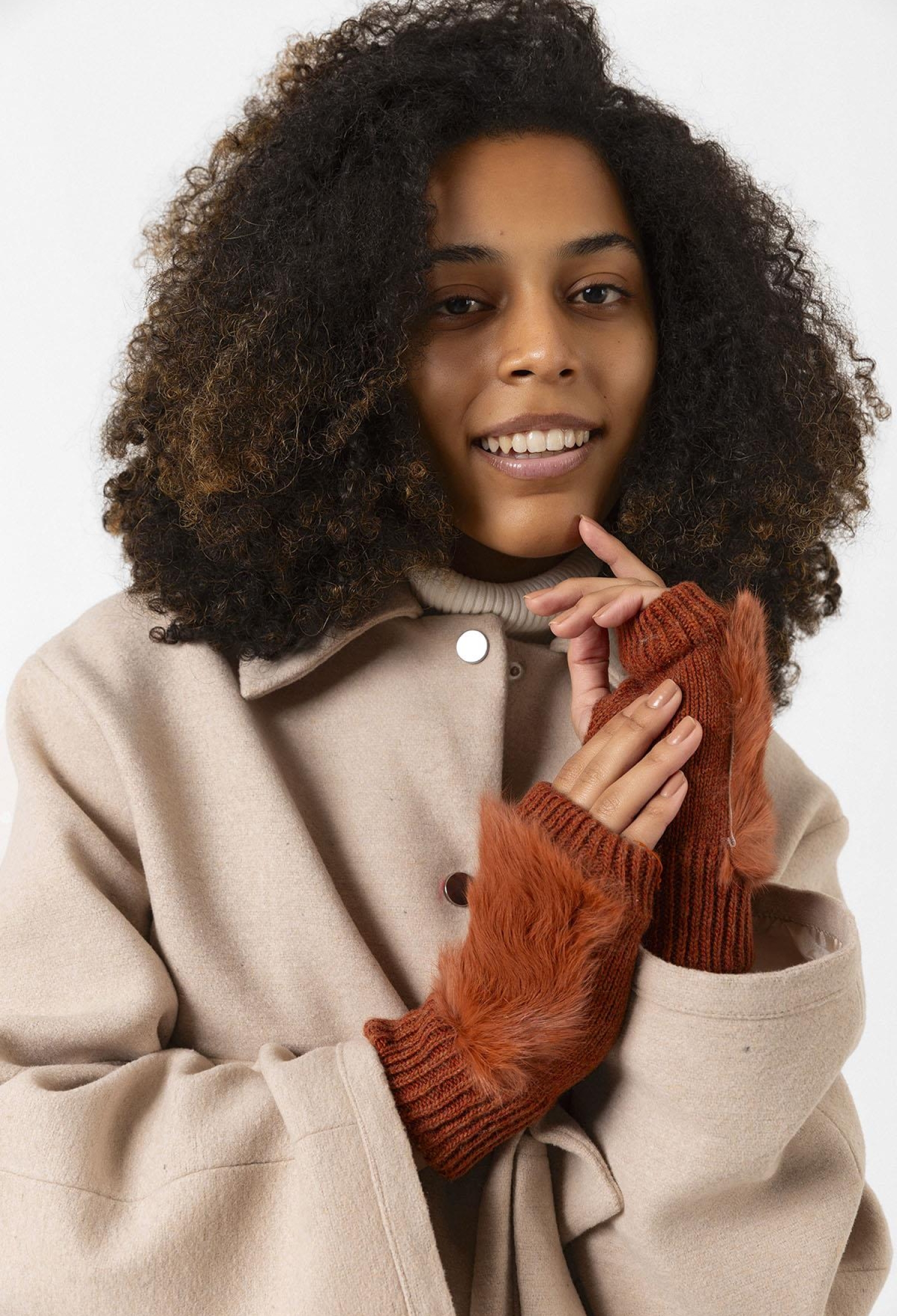 Fur Brick Wool Cut-Off Gloves - Brand: Axesoire - Women & Kids, Baby Clothes Wholesale - TheBS Women