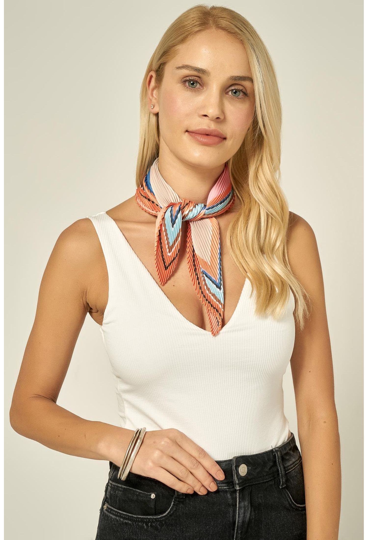 Pleated Scarf - Orange - Brand: Axesoire - Women & Kids, Baby Clothes Wholesale - TheBS Women