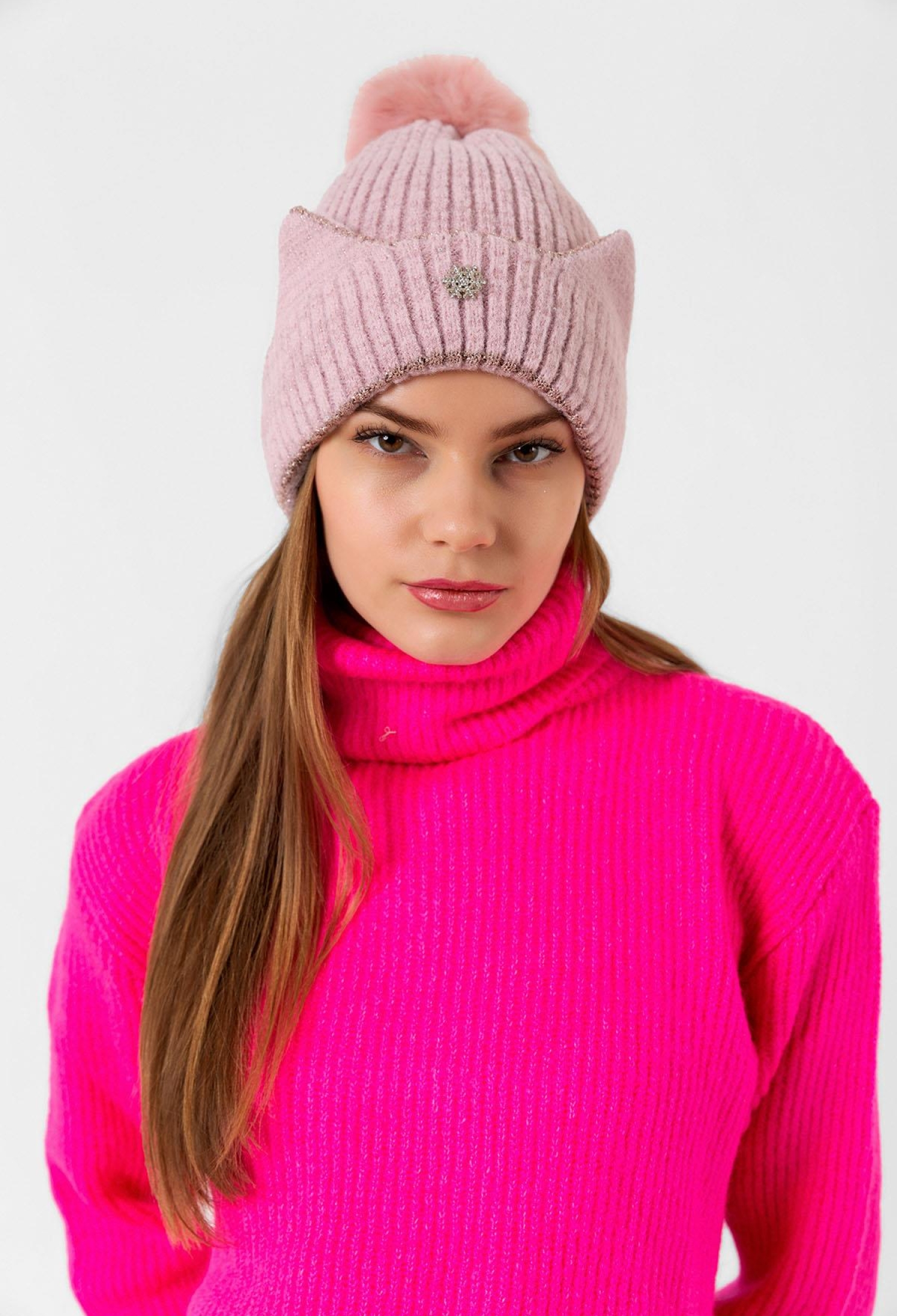 Fleece Inside Snowflake Detailed Rabbit Pompom Beanie - Brand: Axesoire - Women & Kids, Baby Clothes Wholesale - TheBS Women