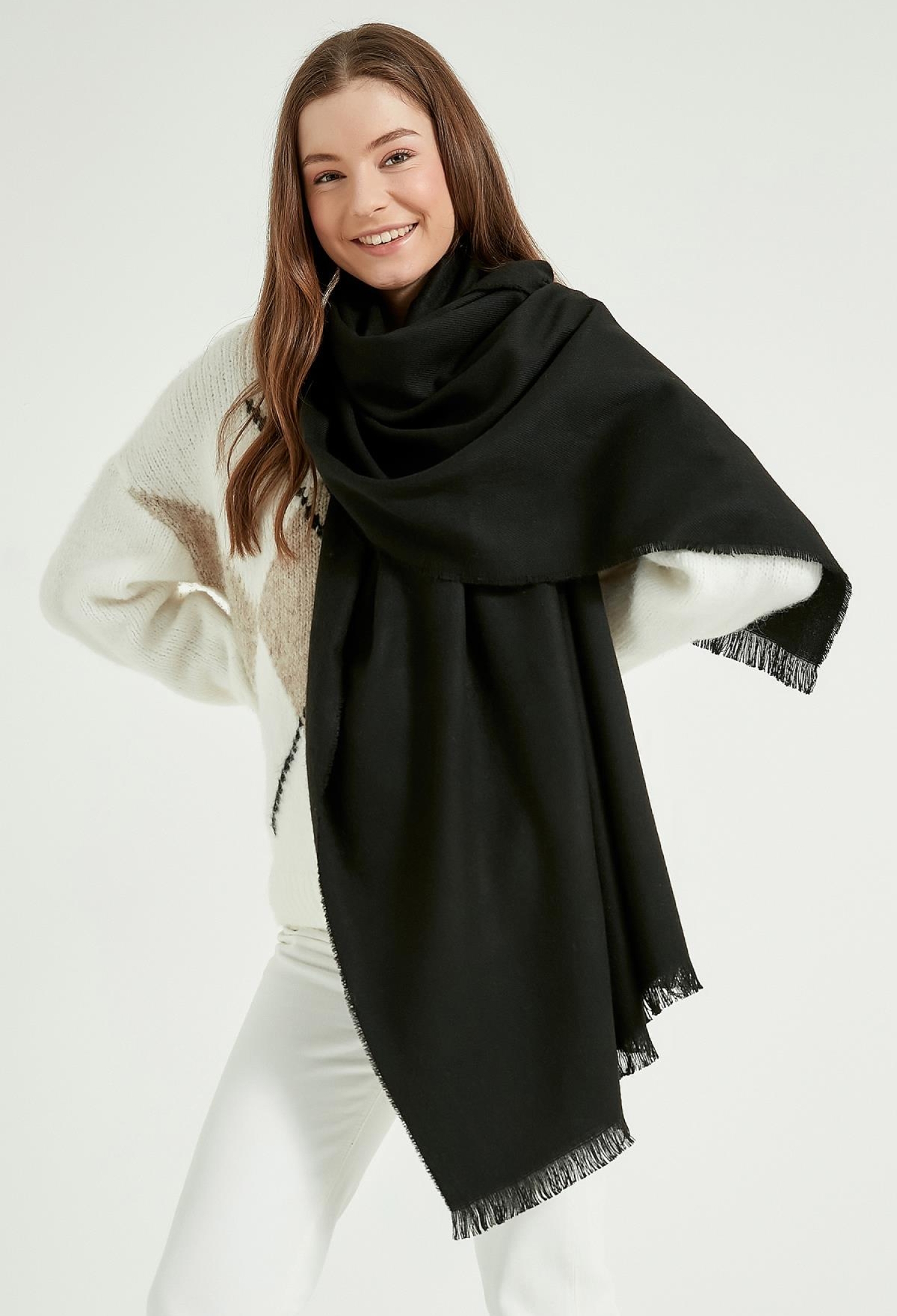 Self-Tasseled Thick Shoulder Shawl Scarf - Brand: Axesoire - Women & Kids, Baby Clothes Wholesale - TheBS Women