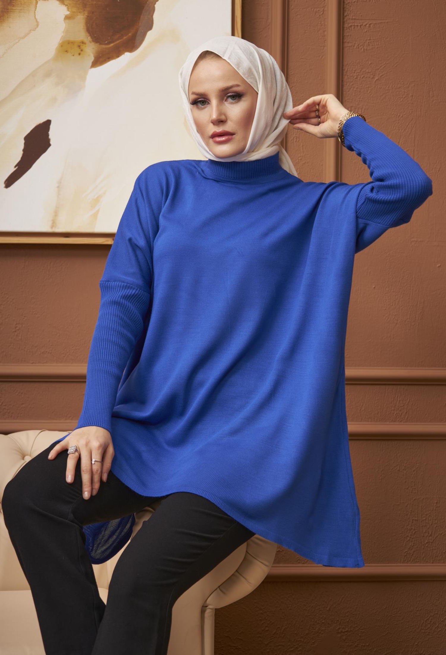 Çisem Tunic - Saks Blue - Brand: Hulya Keser - Women & Kids, Baby Clothes Wholesale - TheBS Women