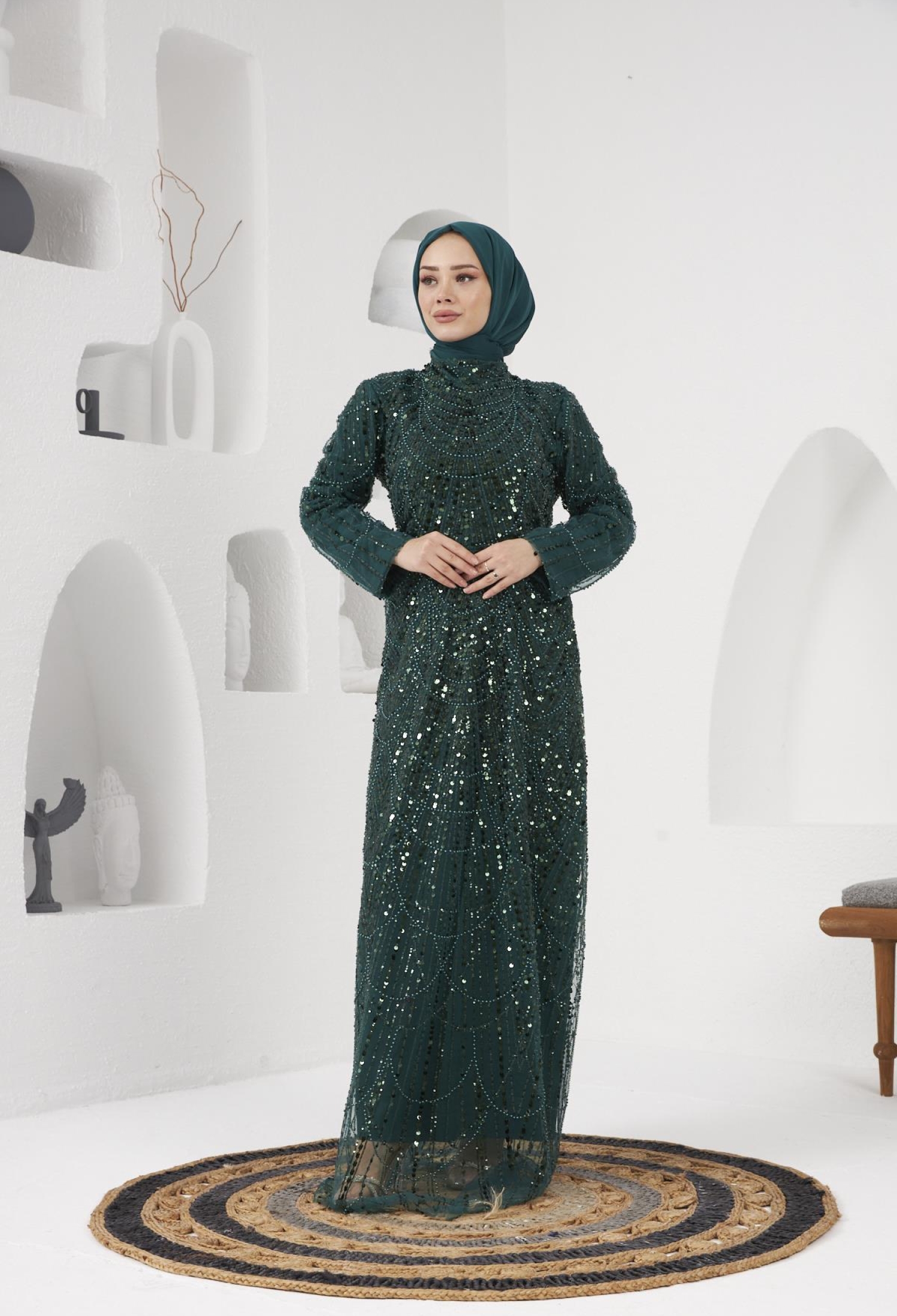 Yasemin Evening Dress - Emerald Green - Brand: Hulya Keser - Women & Kids, Baby Clothes Wholesale - TheBS Women