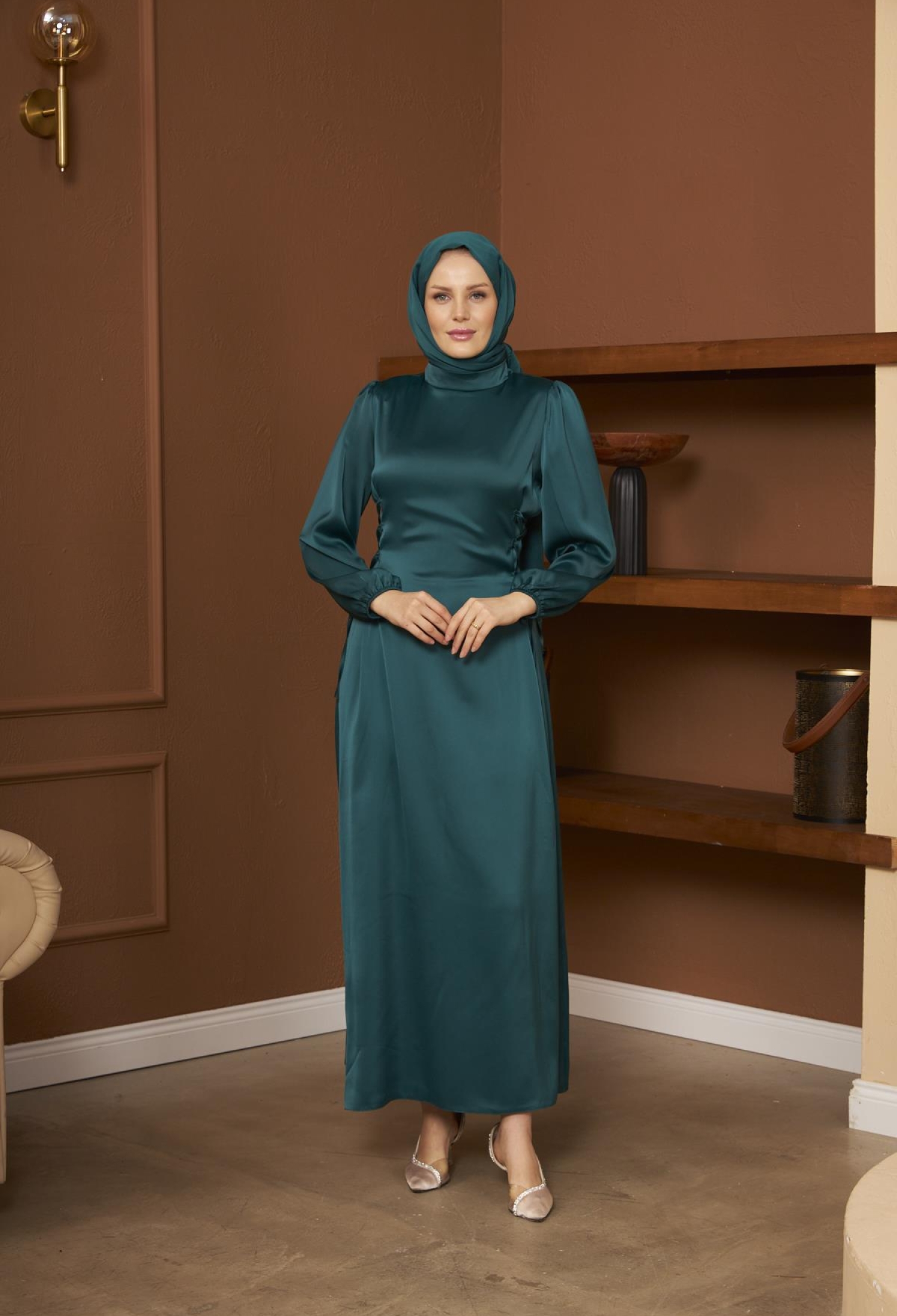 Işıl Evening Dress - Emerald - Brand: Hulya Keser - Women & Kids, Baby Clothes Wholesale - TheBS Women