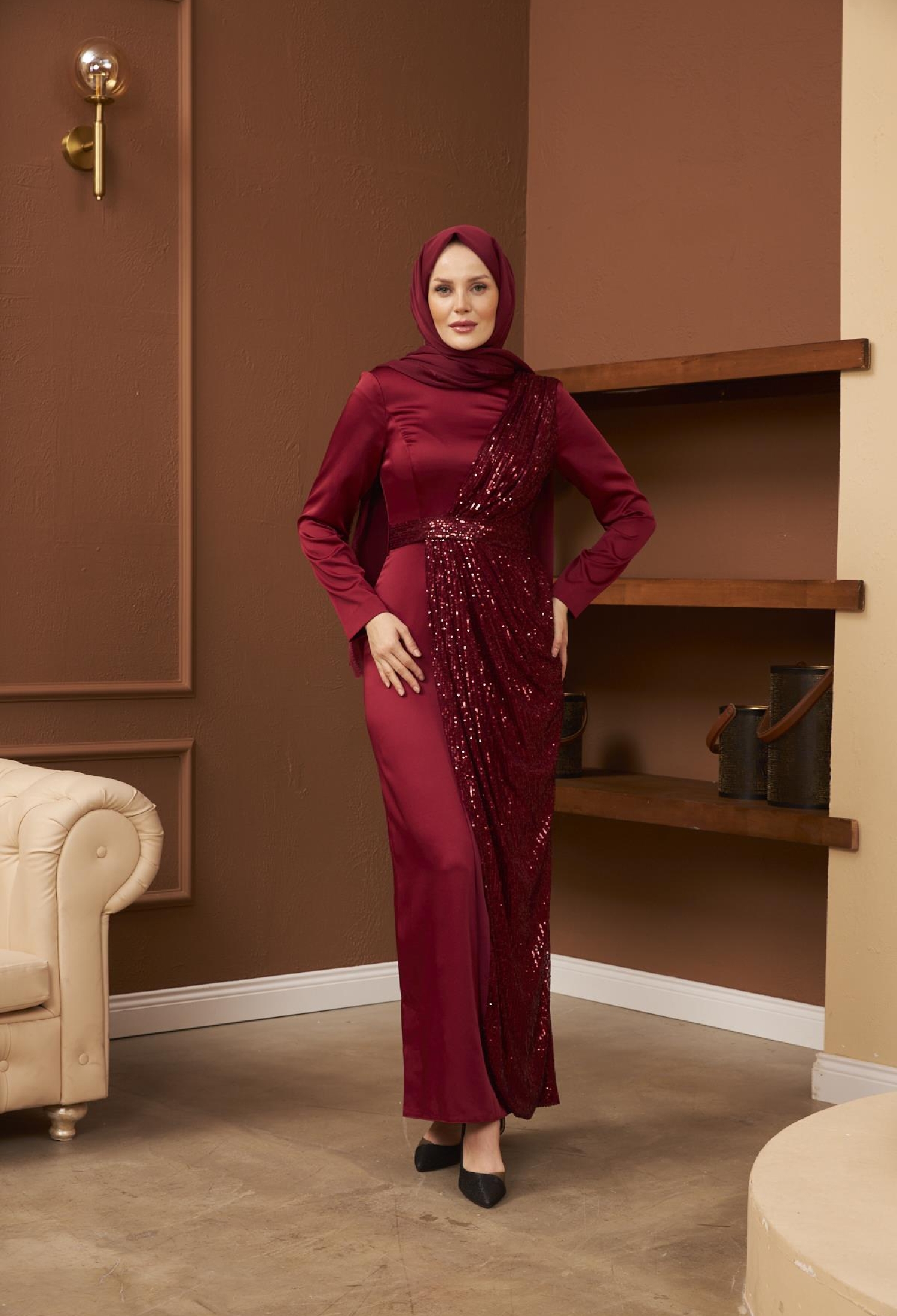Nuray Satin Evening Dress - Brand: Hulya Keser - Women & Kids, Baby Clothes Wholesale - TheBS Women