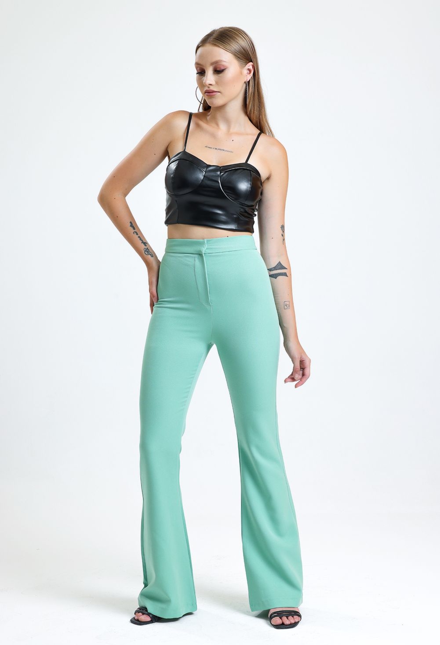 WaterFlare Leg Zippered Pocket Hürrem Trousers - Brand: SENSE - Women & Kids, Baby Clothes Wholesale - TheBS Women