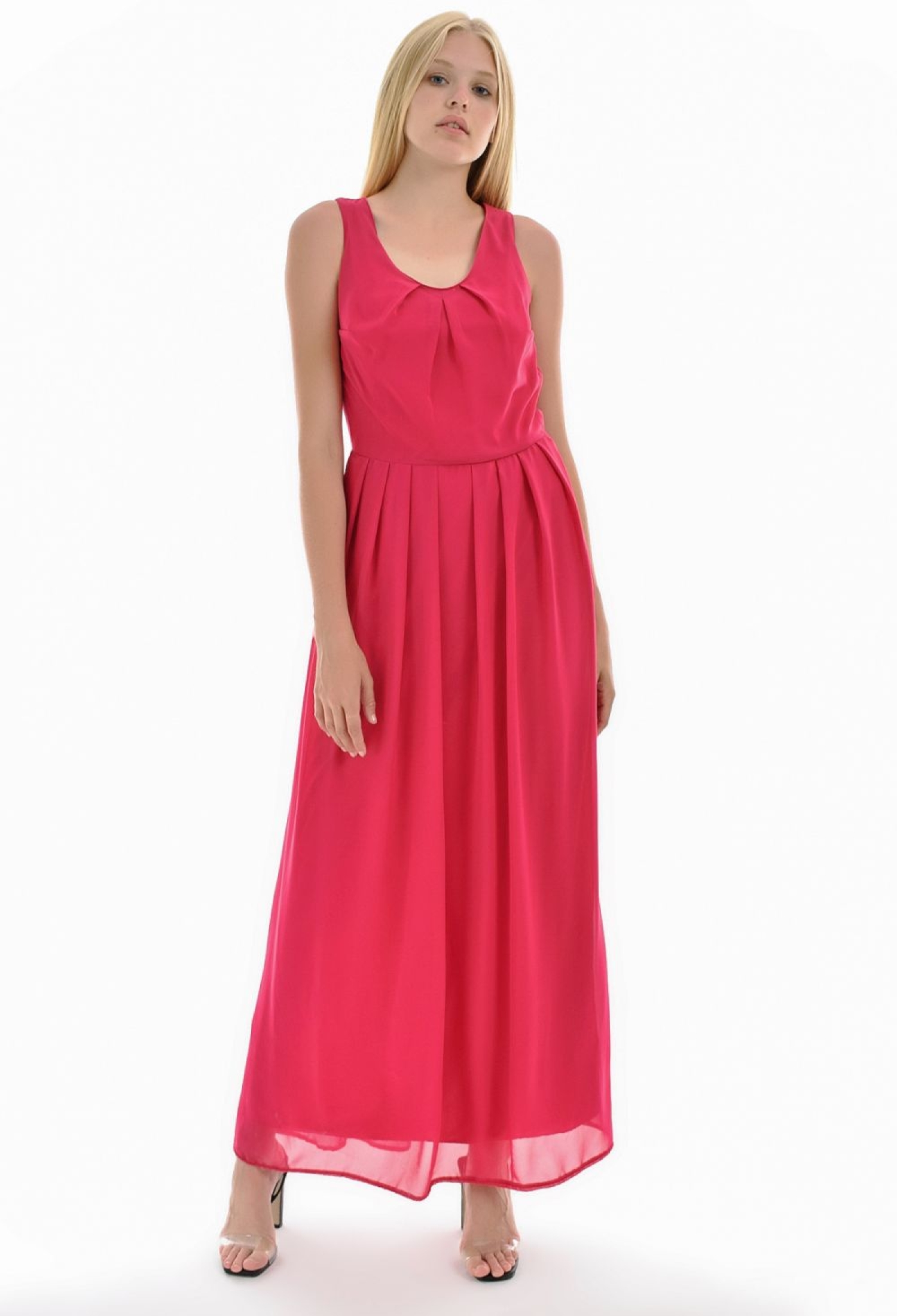Lined Pleated Chiffon Long Dress - Brand: SENSE - Women & Kids, Baby Clothes Wholesale - TheBS Women