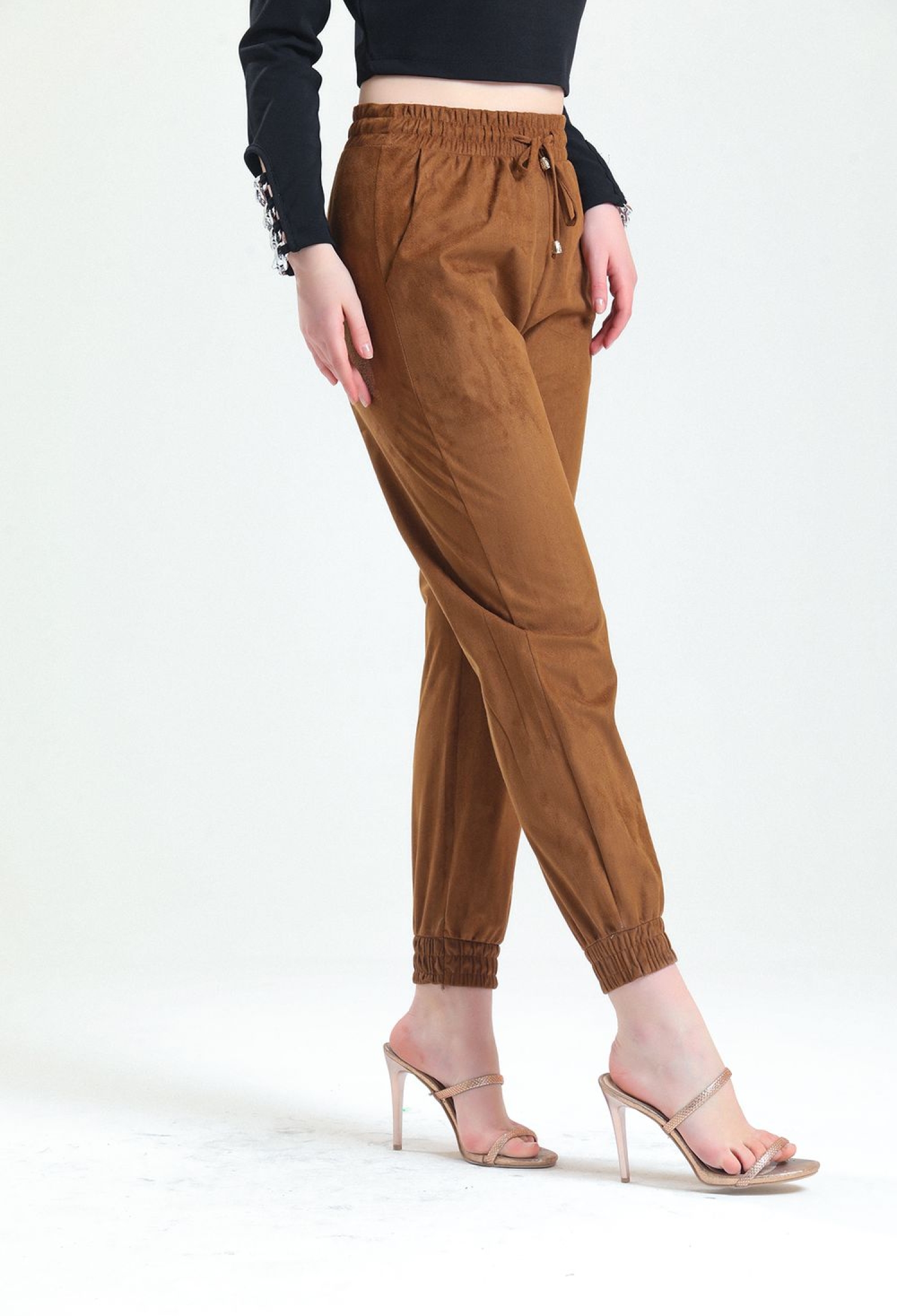 Suede Trousers With Elastic Waist And Legs - Brand: SENSE - Women & Kids, Baby Clothes Wholesale - TheBS Women
