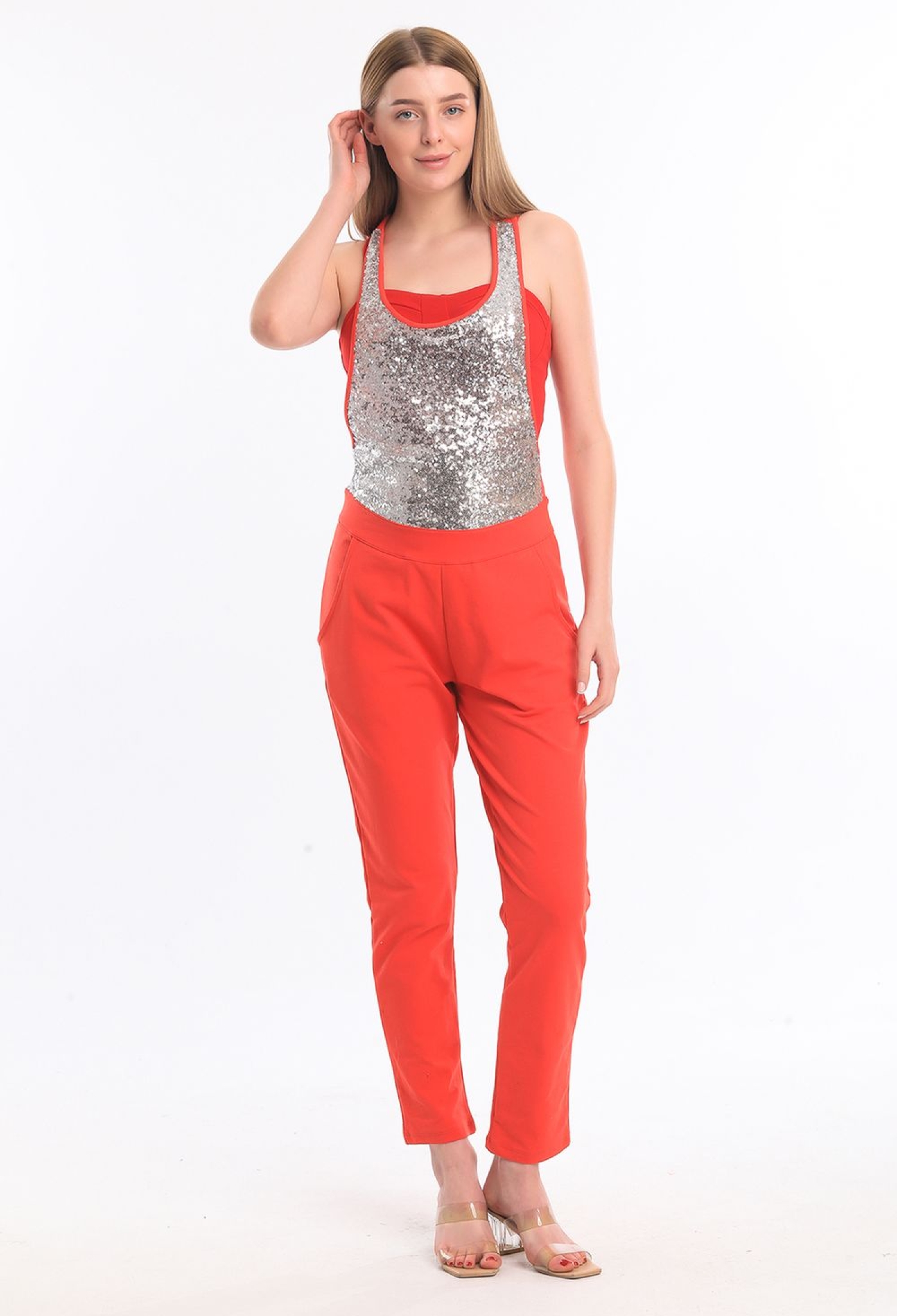 Coral Sequin Detailed Jumpsuit - Brand: SENSE - Women & Kids, Baby Clothes Wholesale - TheBS Women