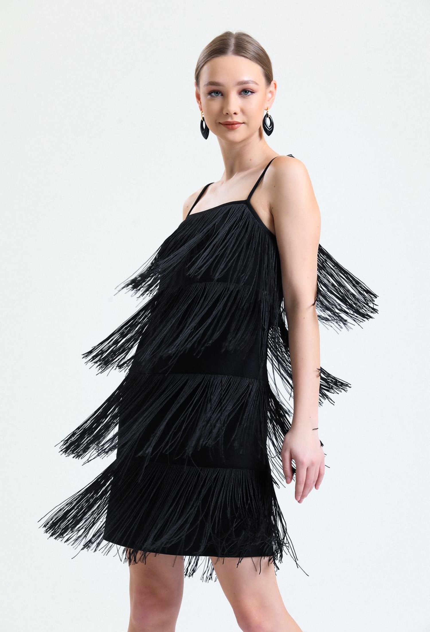 Black Stringed Evening Dress Scuba Crepe Mini Dress - Brand: SENSE - Women & Kids, Baby Clothes Wholesale - TheBS Women