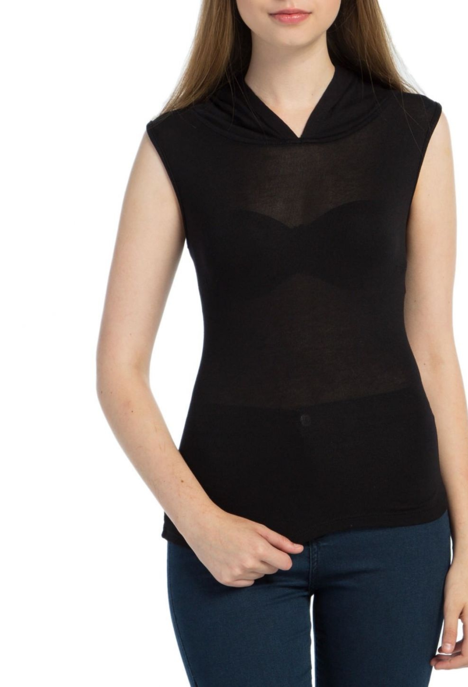 Black Hooded Blouse With Bird Eye Detail - Brand: SENSE - Women & Kids, Baby Clothes Wholesale - TheBS Women