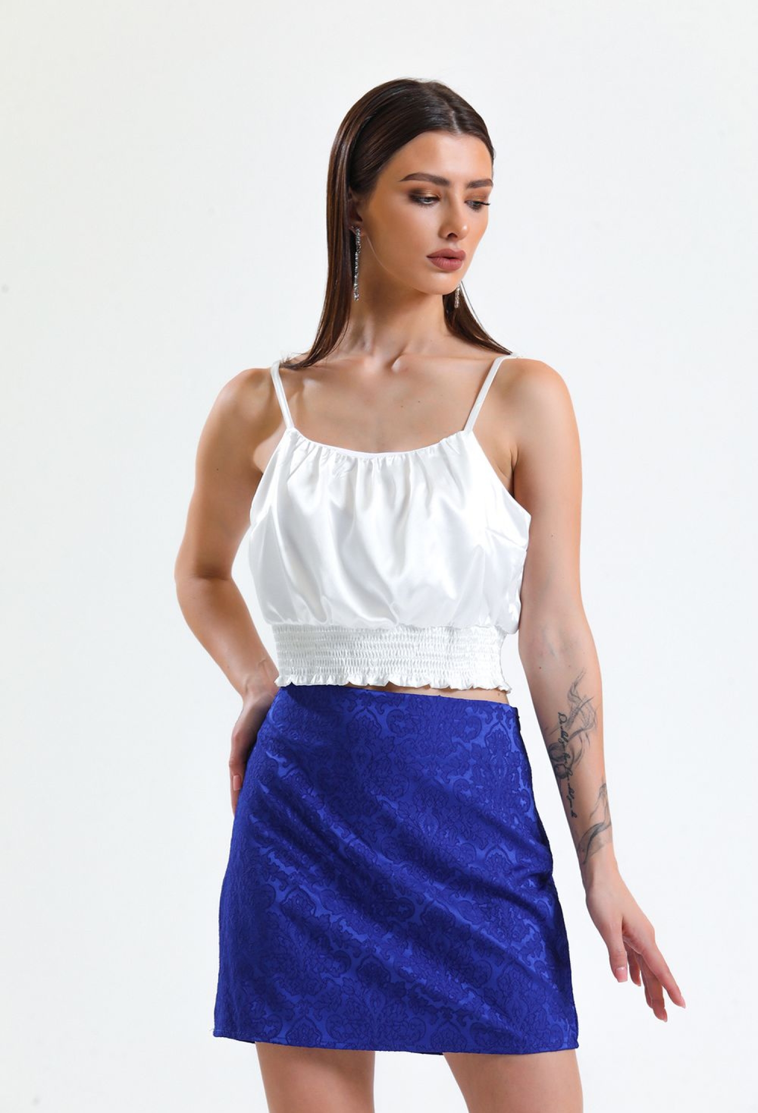 Saks Jacquard Mini Skirt_Etk32609 - Brand: SENSE - Women & Kids, Baby Clothes Wholesale - TheBS Women