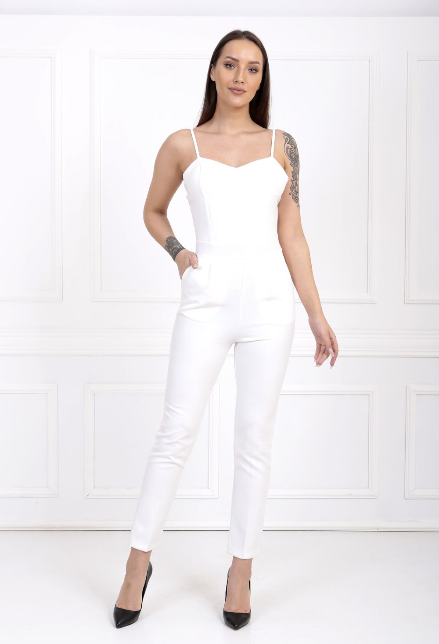 Ecru Chest Glop Adjustable Strap Evening Dress Jumpsuit - Brand: SENSE - Women & Kids, Baby Clothes Wholesale - TheBS Women