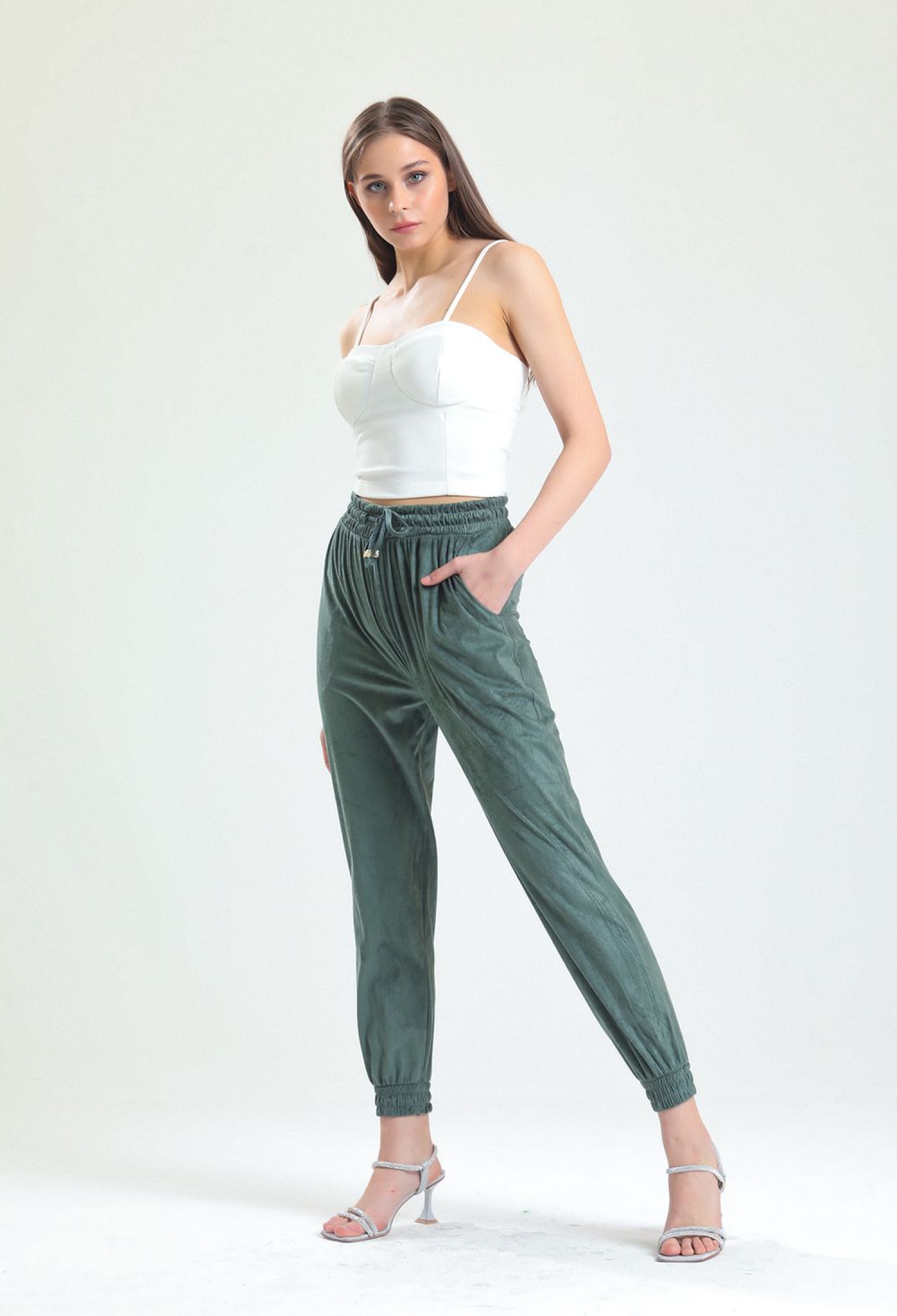 Suede Trousers With Elastic Waist And Legs - Brand: SENSE - Women & Kids, Baby Clothes Wholesale - TheBS Women