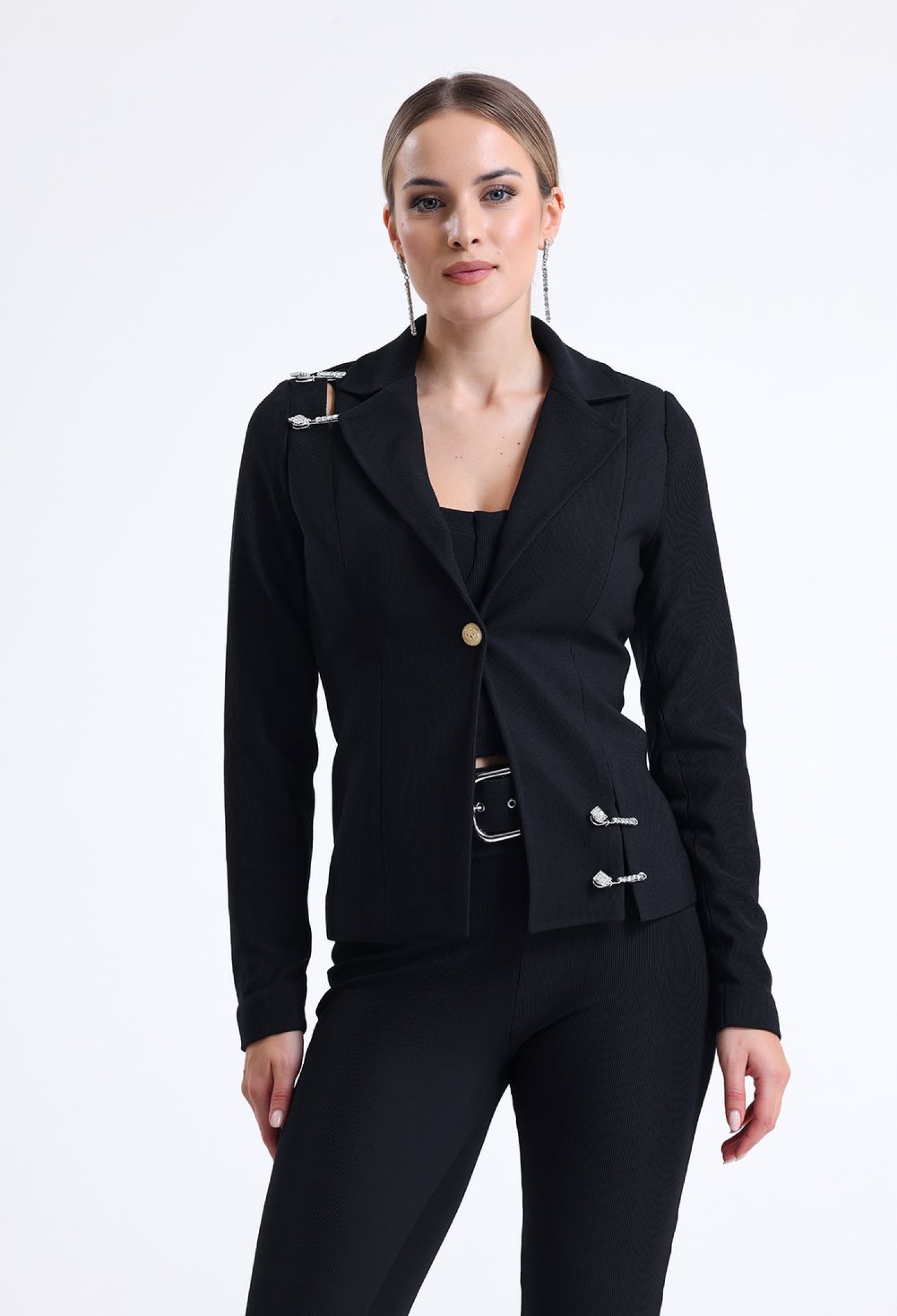 Lined Needle Detailed Ottoban Jacket - Brand: SENSE - Women & Kids, Baby Clothes Wholesale - TheBS Women