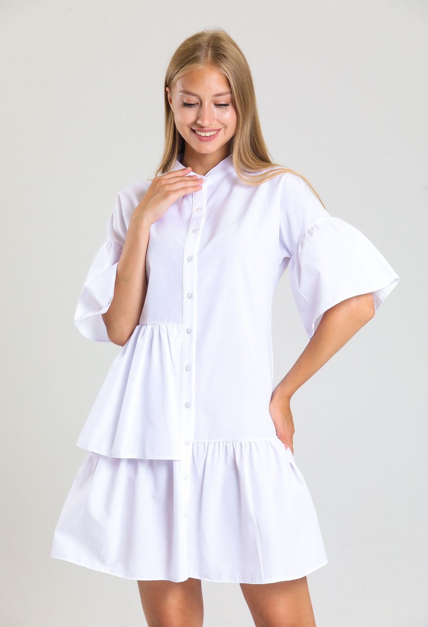 SenseButton-Front Short Sleeve Dress - Brand: SENSE - Women & Kids, Baby Clothes Wholesale - TheBS Women