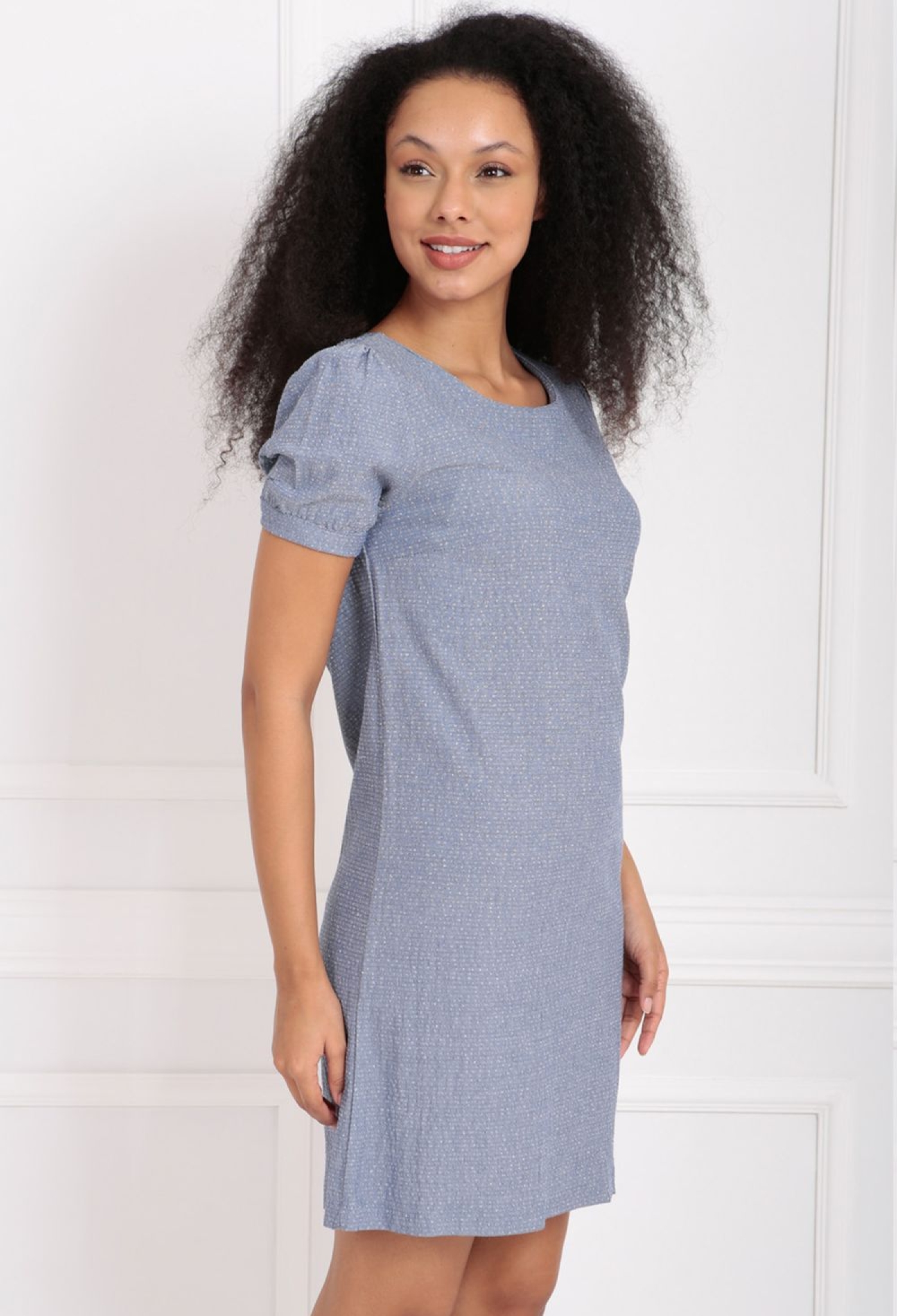Sense NavyShort Sleeve Dress With Hidden Zipper On The Back - Brand: SENSE - Women & Kids, Baby Clothes Wholesale - TheBS Women