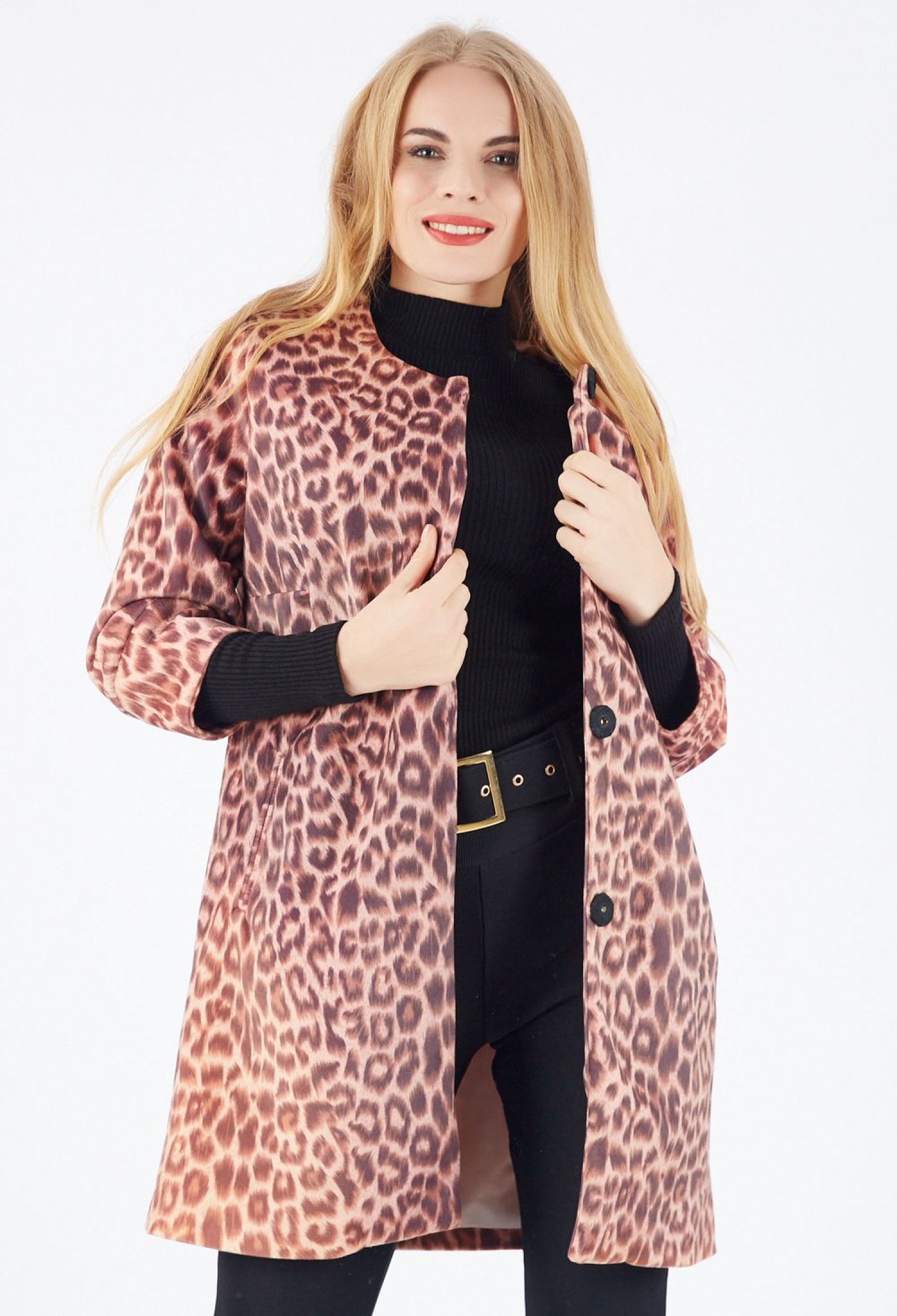 SenseLeopard Printed Fabric Coat With Snap Fasteners - Brand: SENSE - Women & Kids, Baby Clothes Wholesale - TheBS Women