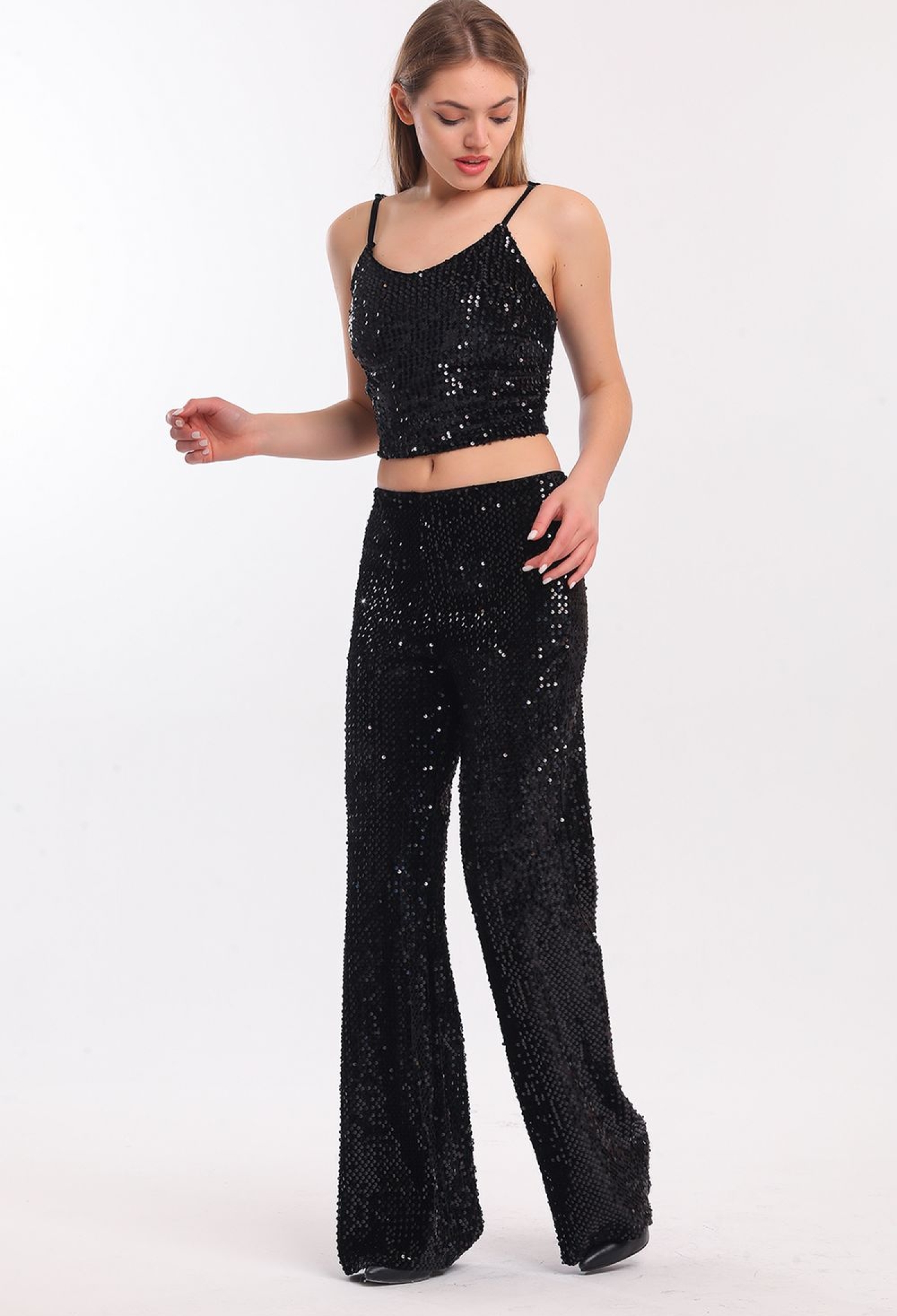 Sense Elastic Wide Leg Sequined Evening Dress Trousers - Brand: SENSE - Women & Kids, Baby Clothes Wholesale - TheBS Women