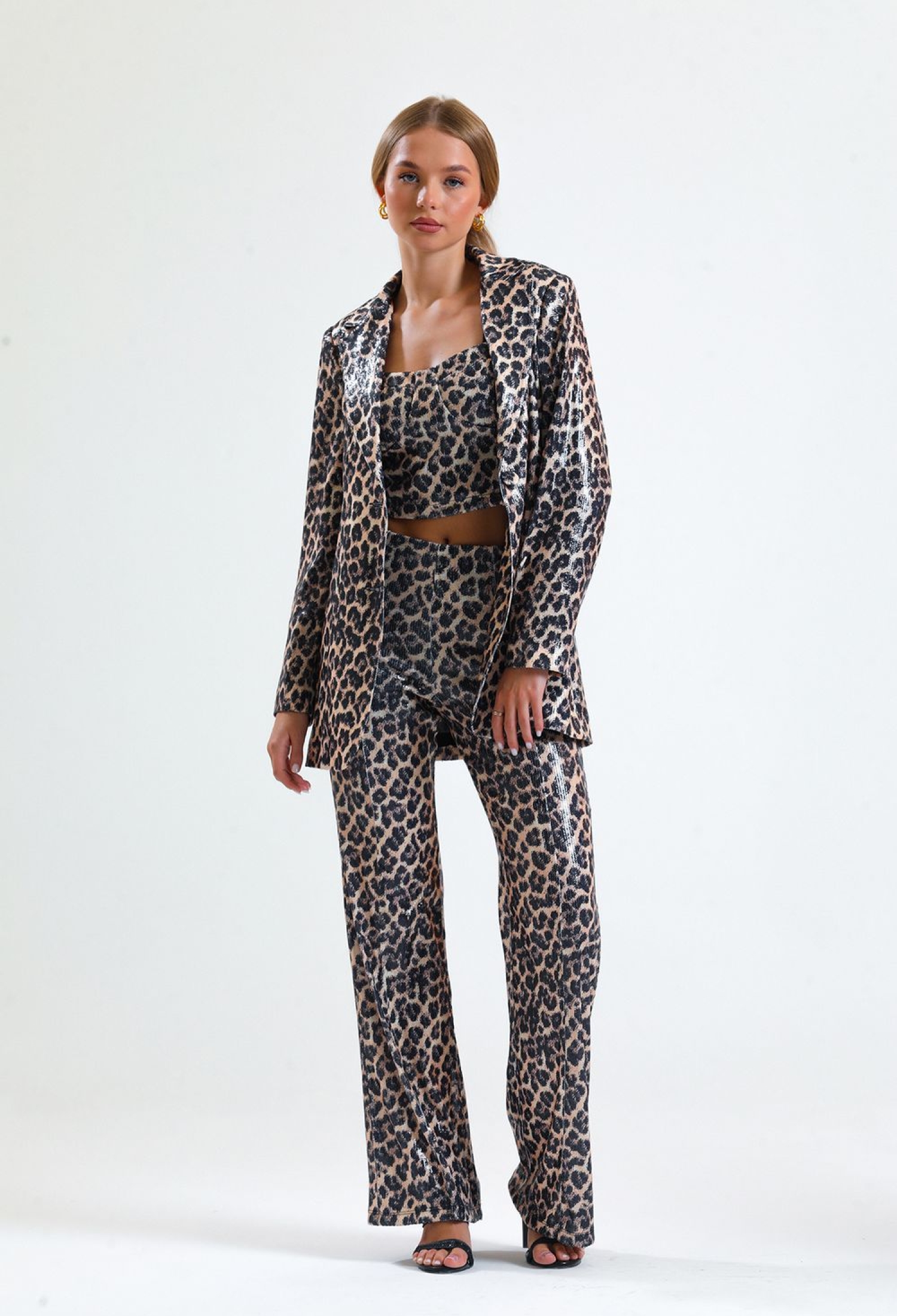 SenseBrown Leopard Sense Wide Leg Sequin Trousers - Brand: SENSE - Women & Kids, Baby Clothes Wholesale - TheBS Women