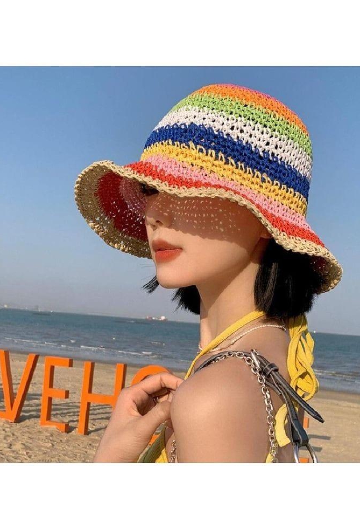 Red Straw Hand Knitted Bucket Hat - Brand: Axesoire - Women & Kids, Baby Clothes Wholesale - TheBS Women