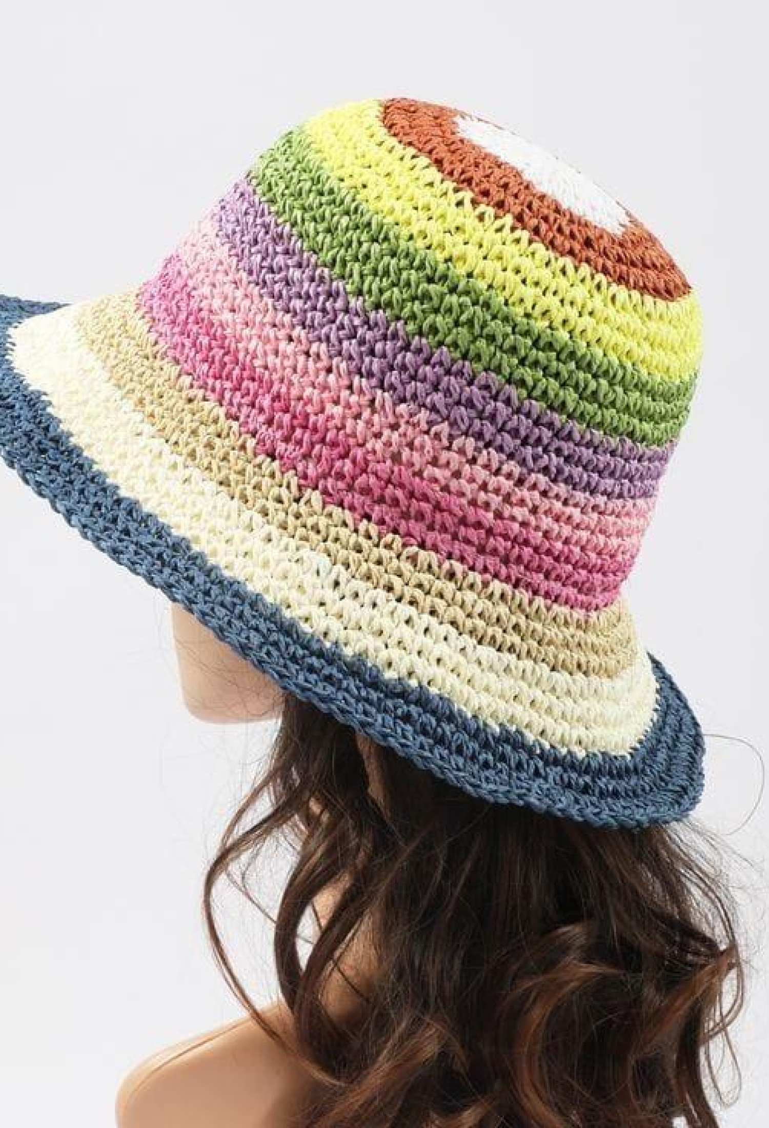 Hand Knitted Straw Bucket Hat - Multi Colored - Brand: Axesoire - Women & Kids, Baby Clothes Wholesale - TheBS Women