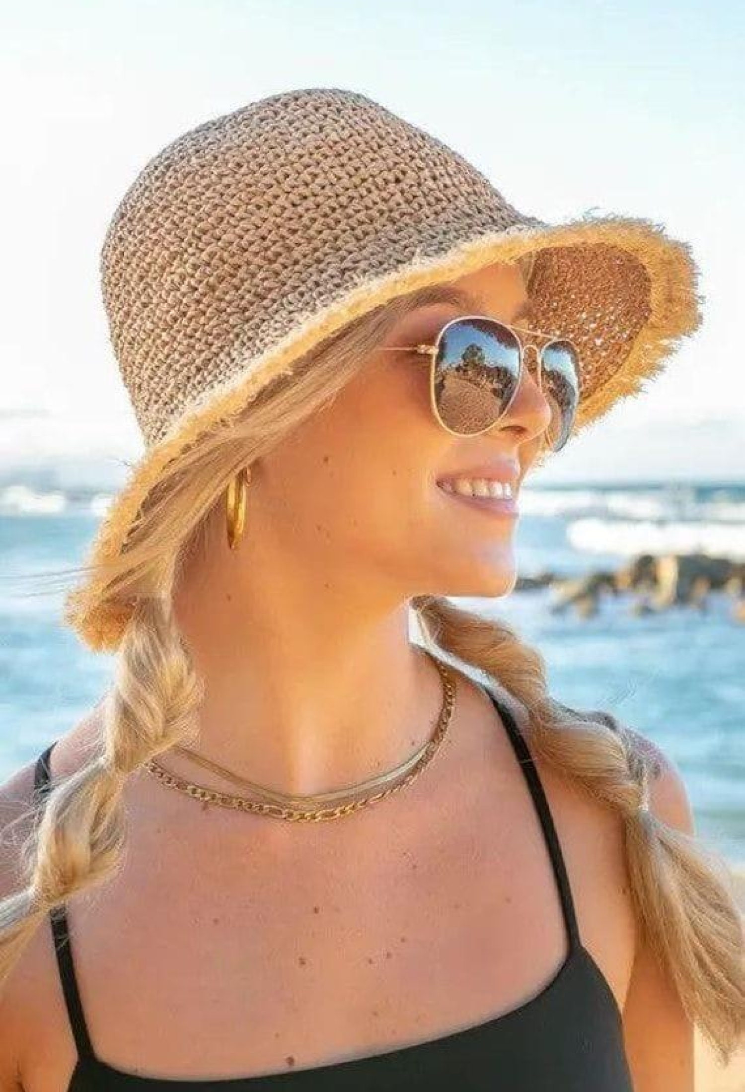 Hand Knitted Fringed Straw Hat - Brand: Axesoire - Women & Kids, Baby Clothes Wholesale - TheBS Women