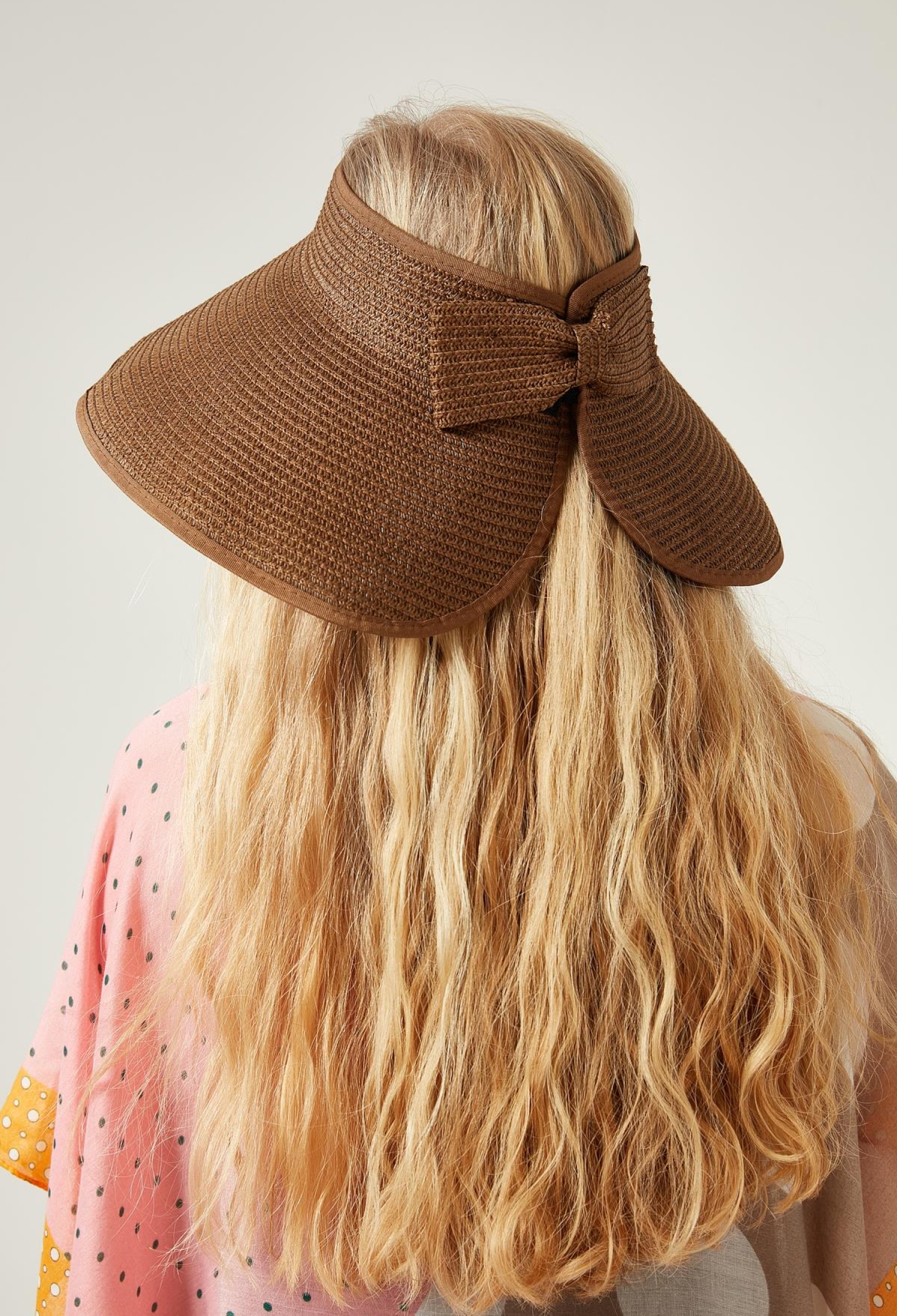Wide Open Top Straw Visor Hat With Bow - Brand: Axesoire - Women & Kids, Baby Clothes Wholesale - TheBS Women