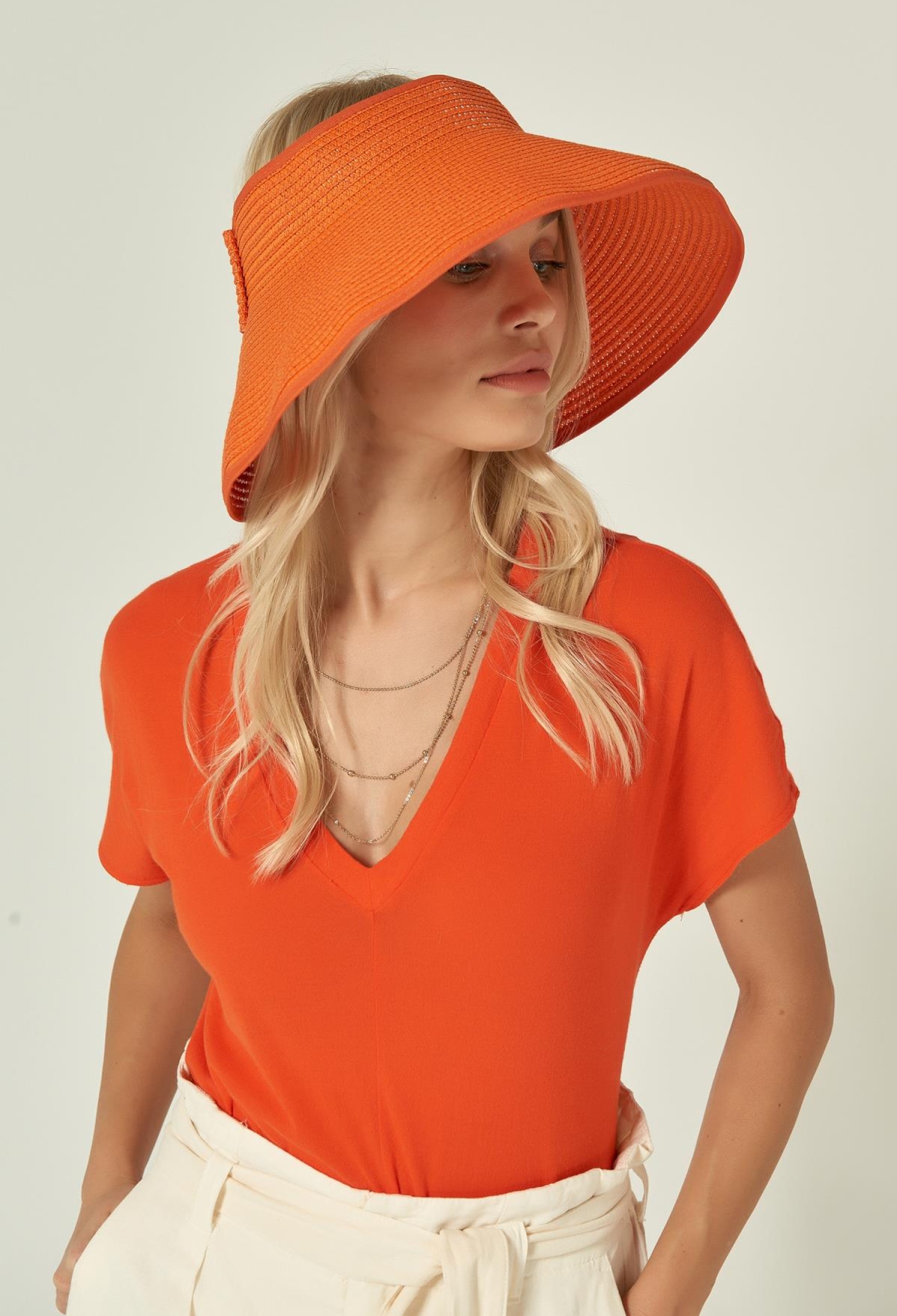 Wide Open Top Straw Visor Hat With Bow - Brand: Axesoire - Women & Kids, Baby Clothes Wholesale - TheBS Women