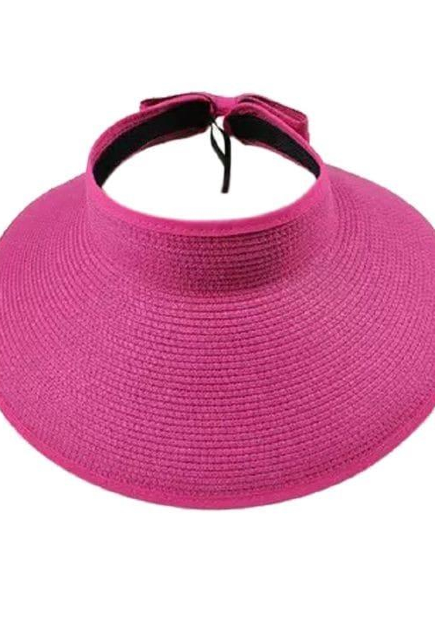 Wide Open Top Straw Visor Hat With Bow - Brand: Axesoire - Women & Kids, Baby Clothes Wholesale - TheBS Women