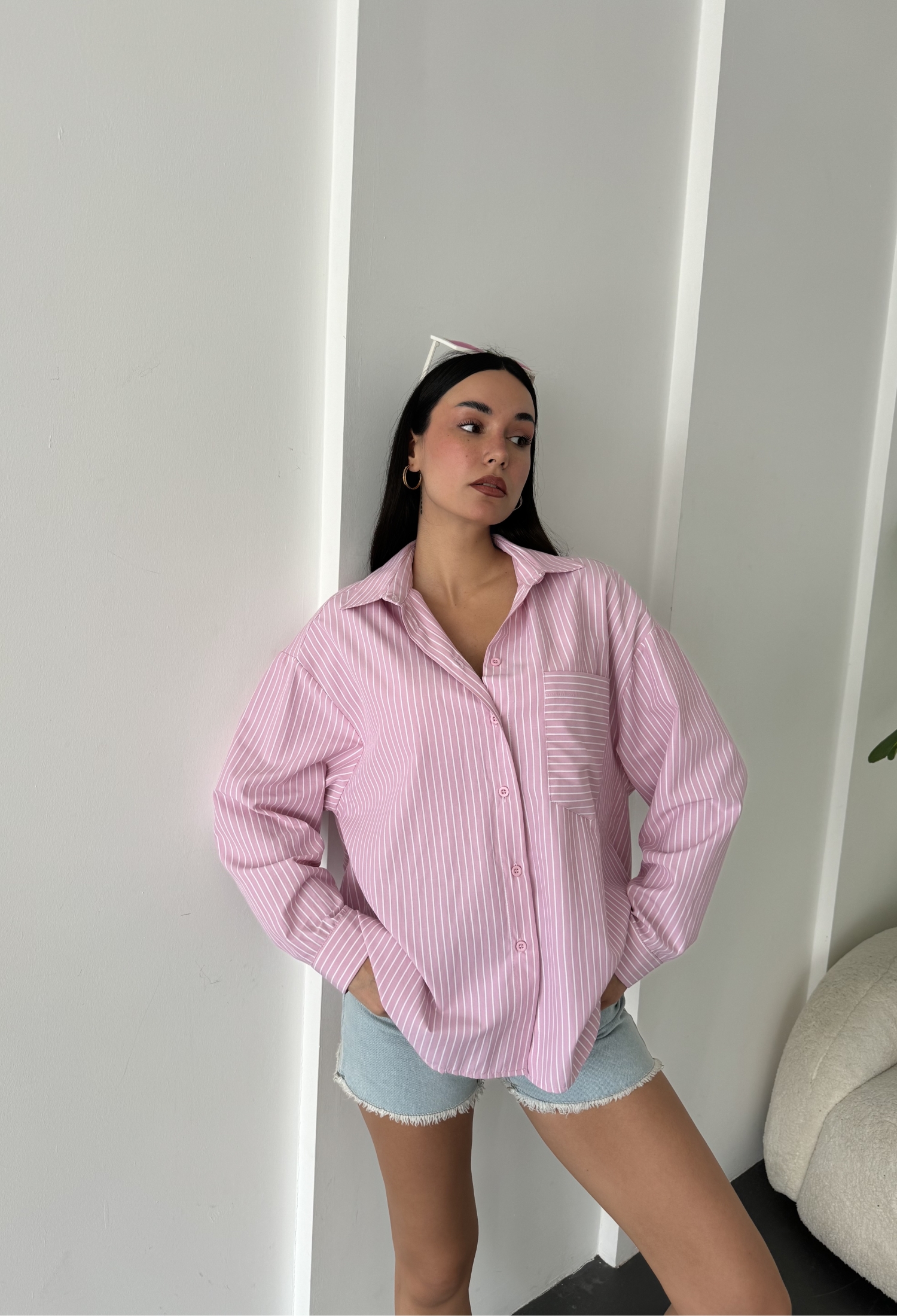 And White Striped Oversize Pocket Shirt 27135 - Brand: First Angels - Women & Kids, Baby Clothes Wholesale - TheBS Women