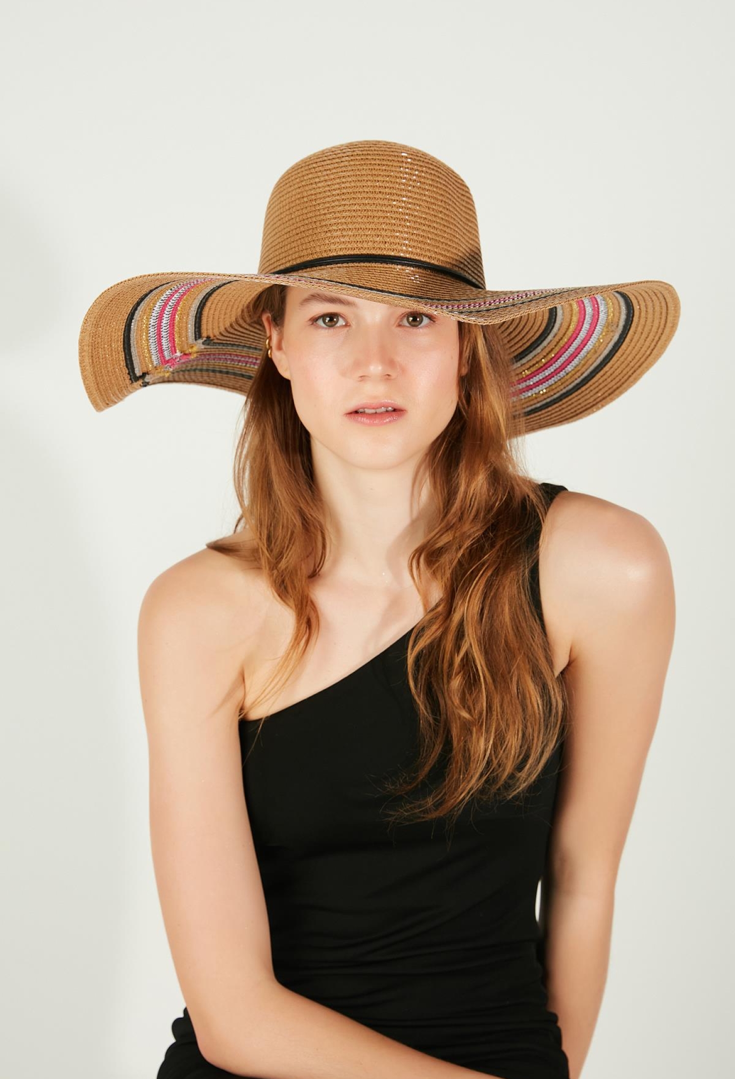 Stringed Wide Straw Hat - Camel - Brand: Axesoire - Women & Kids, Baby Clothes Wholesale - TheBS Women