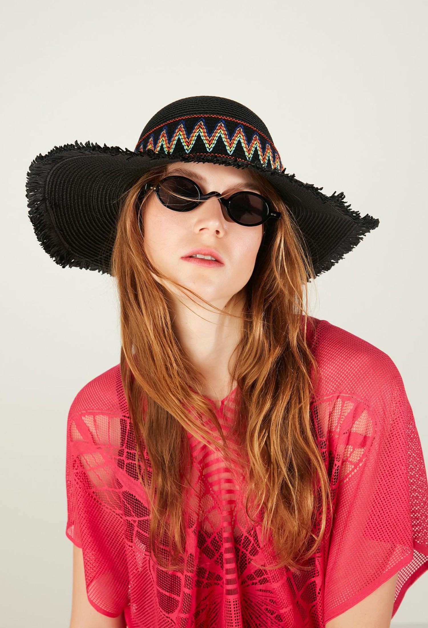 Zigzag Striped Fringed Wide Straw Hat - Brand: Axesoire - Women & Kids, Baby Clothes Wholesale - TheBS Women