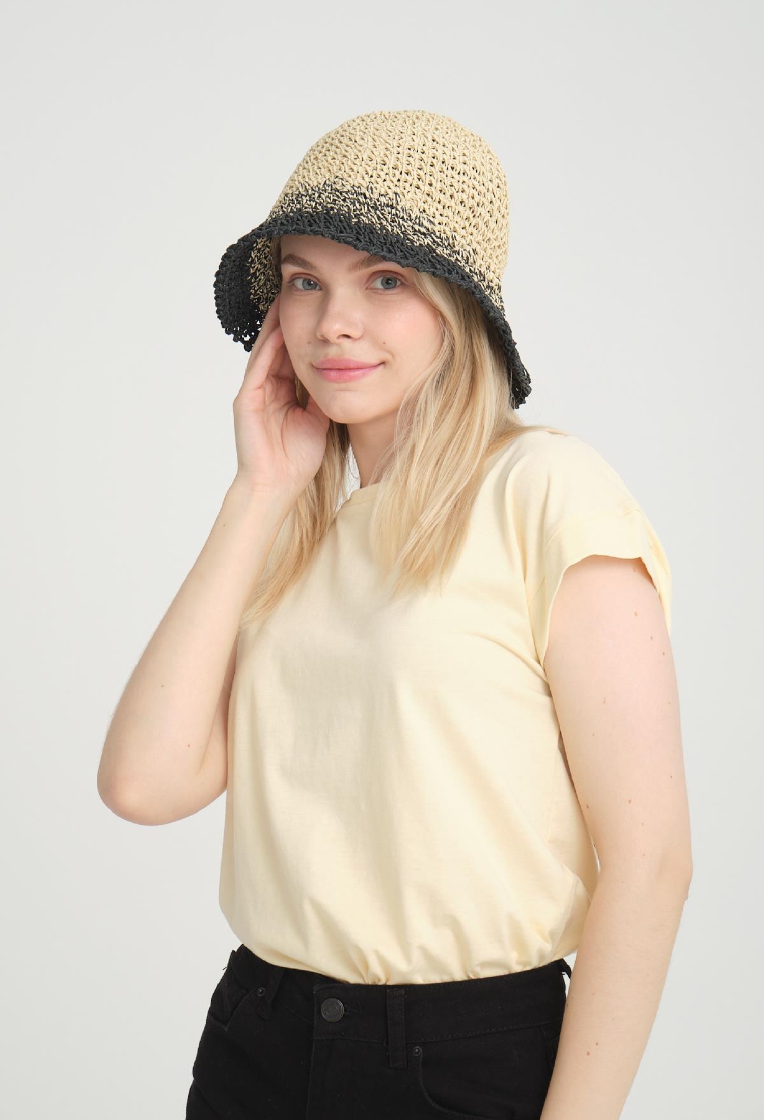 Hand Knitted Black Straw Hat - Brand: Axesoire - Women & Kids, Baby Clothes Wholesale - TheBS Women