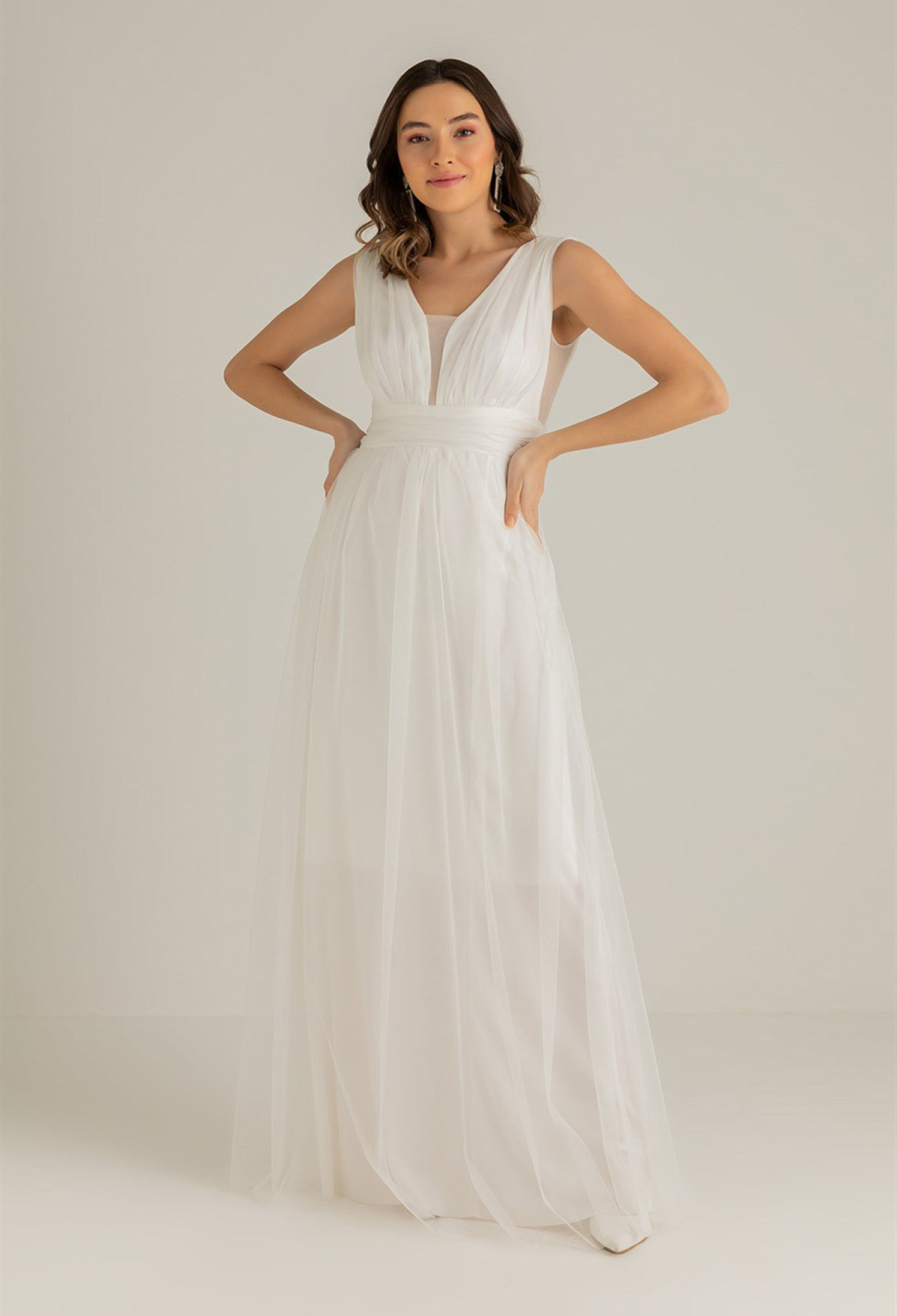 Draped Tulle Evening Dress - Brand: Mode Roy - Women & Kids, Baby Clothes Wholesale - TheBS Women