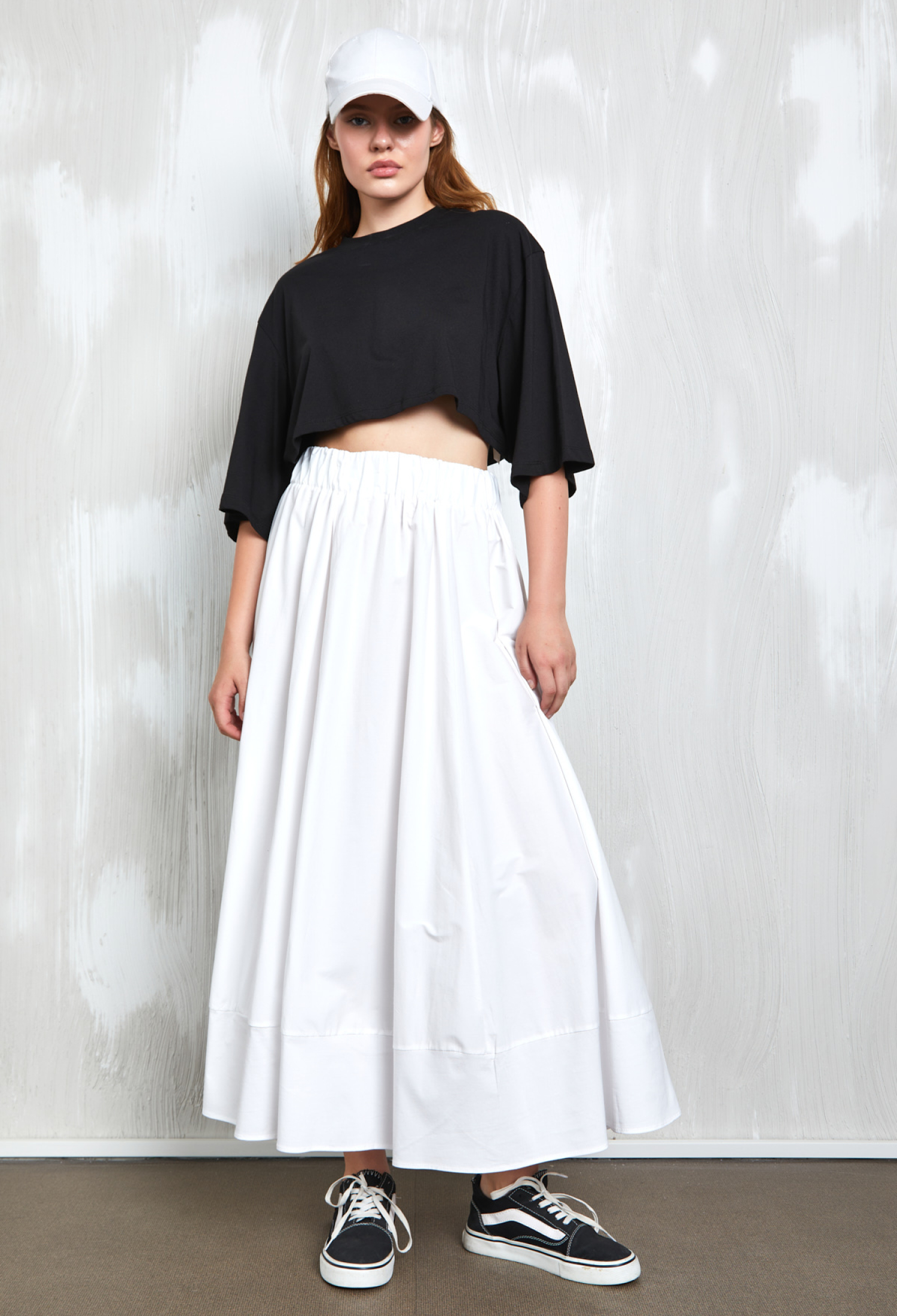 Poplin Long Skirt With Elastic Waist 27321 - Brand: First Angels - Women & Kids, Baby Clothes Wholesale - TheBS Women