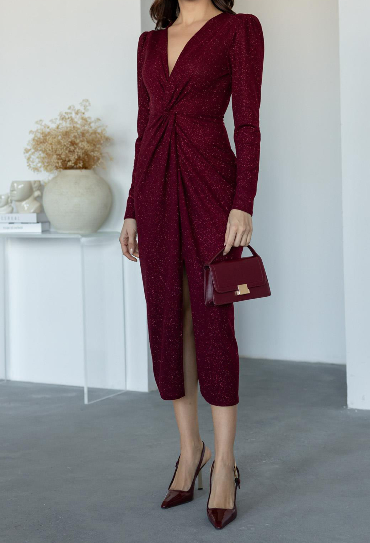 Shirred Detailed Glittery Evening Dress - Brand: Mode Roy - Women & Kids, Baby Clothes Wholesale - TheBS Women