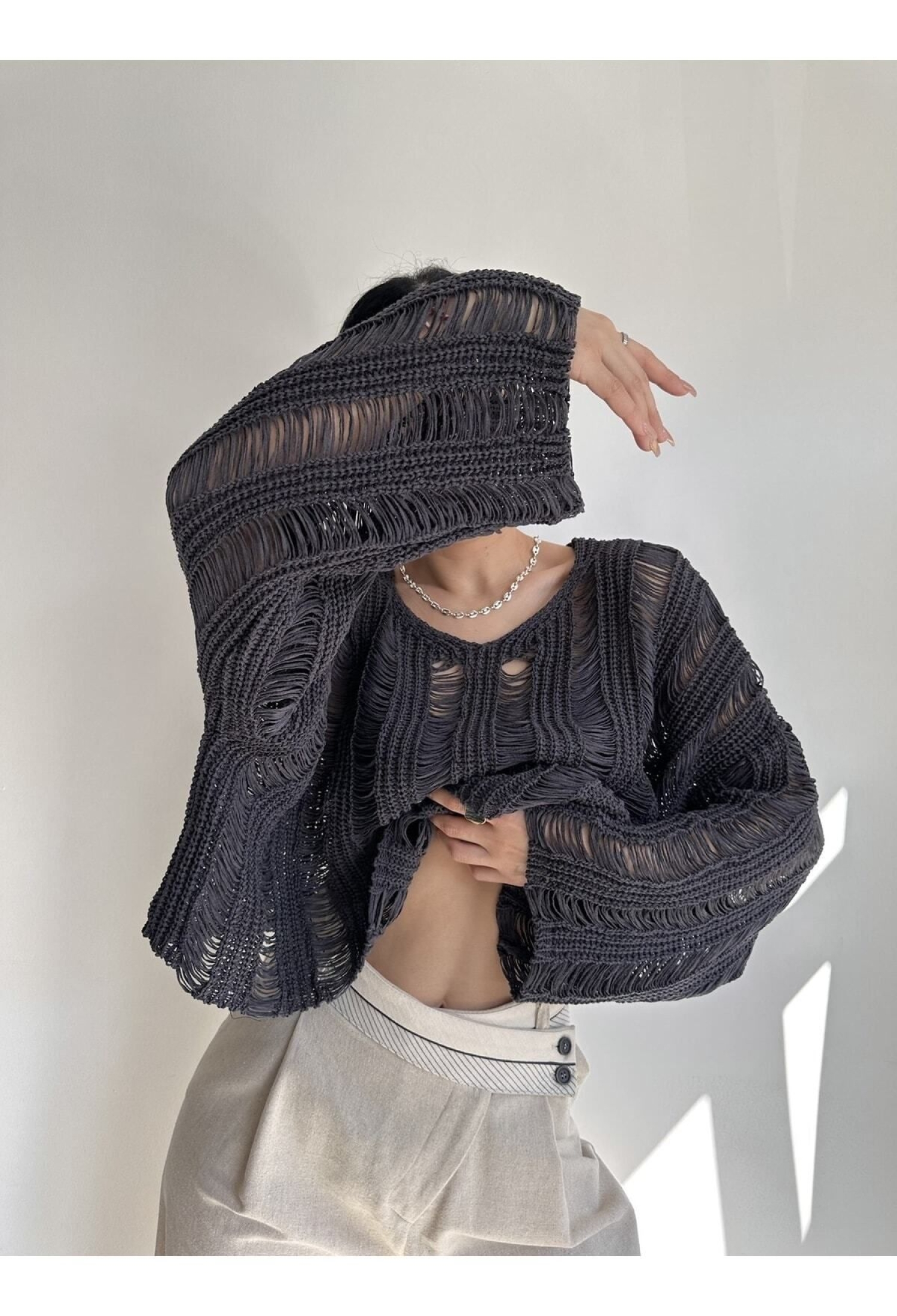 Openwork Smoked Organic Knitwear Crop - Brand: Mai Collection - Women & Kids, Baby Clothes Wholesale - TheBS Women