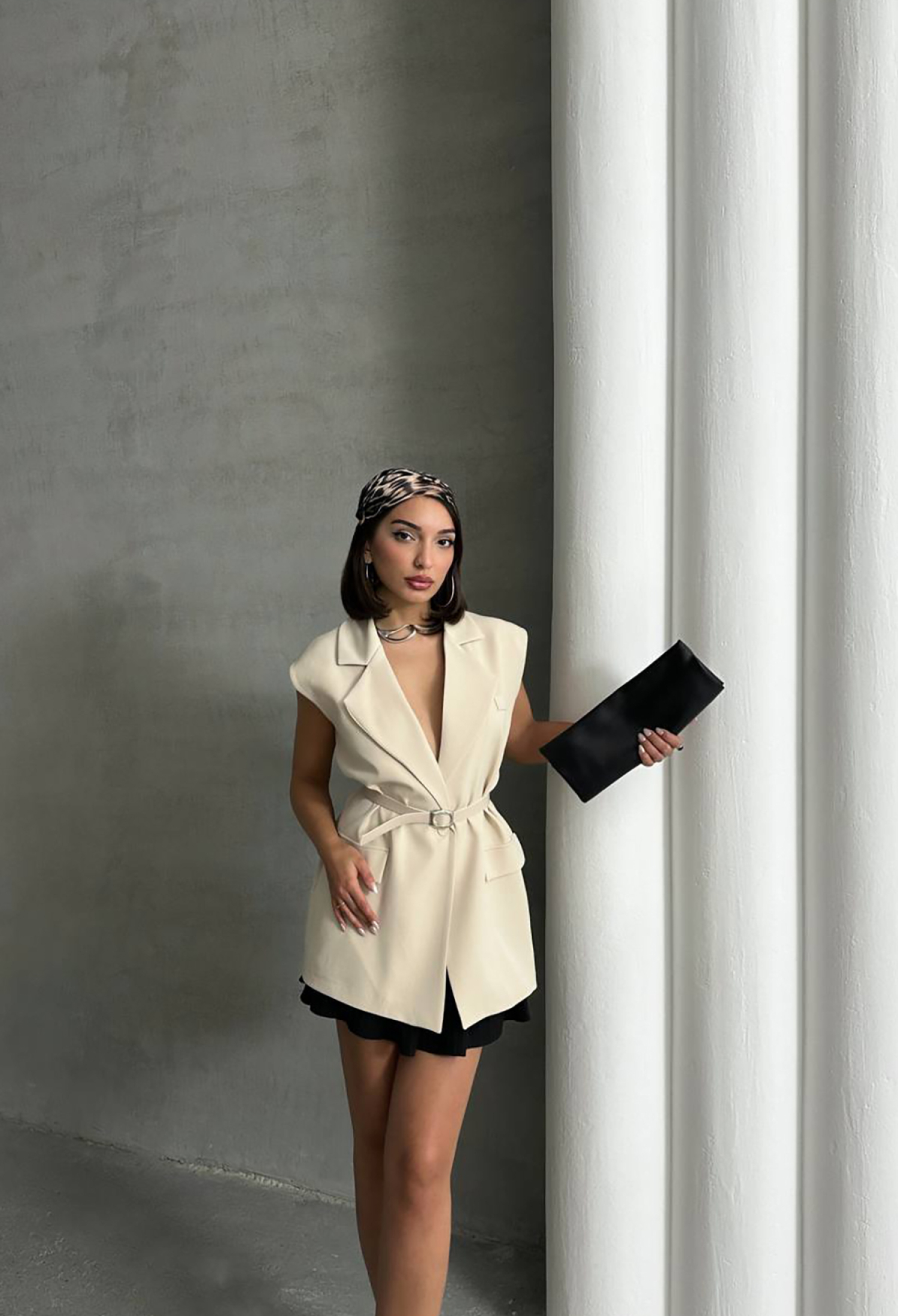 Sleeveless Blazer Jacket With Ruffle Belt - Brand: Mode Roy - Women & Kids, Baby Clothes Wholesale - TheBS Women