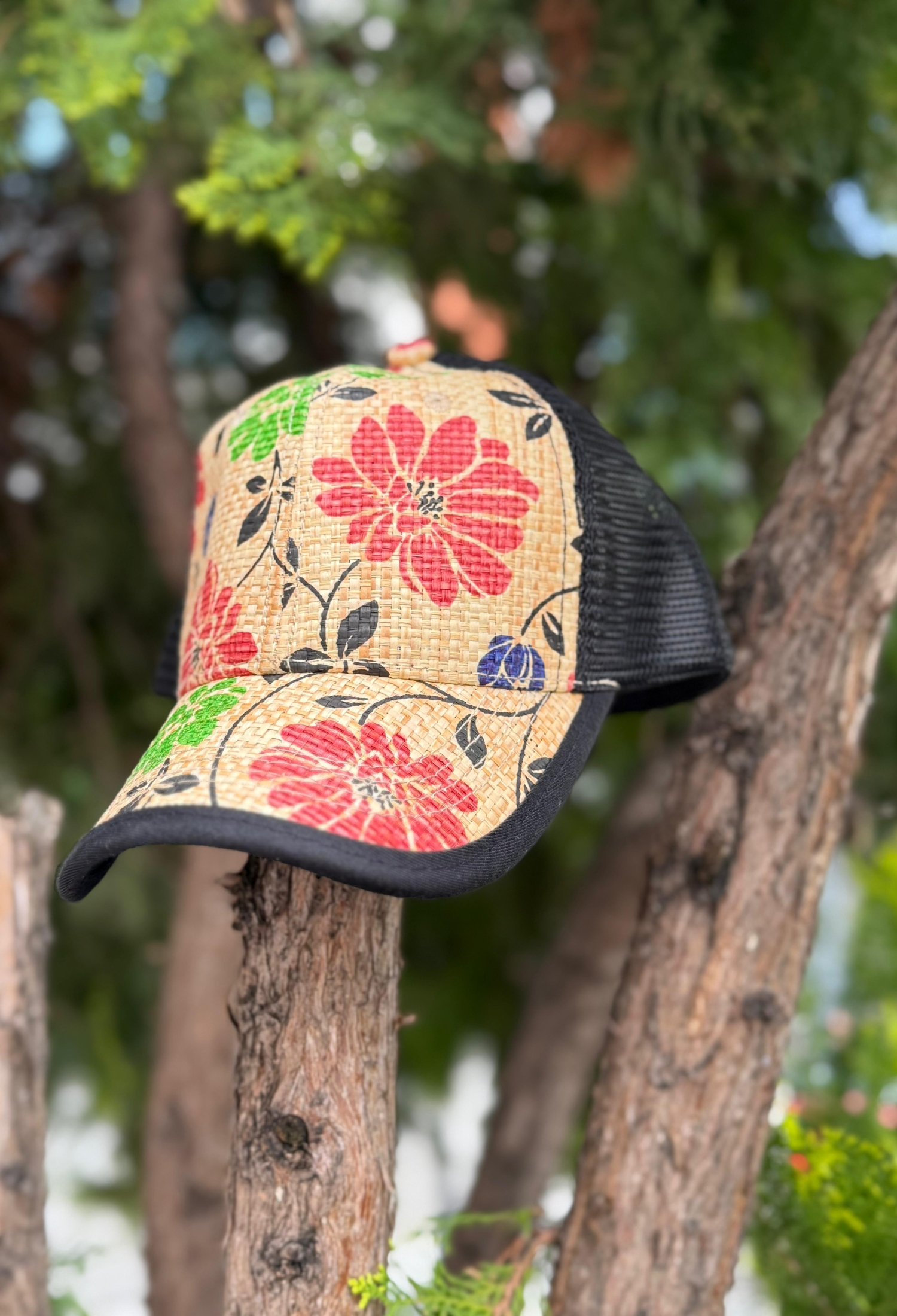 Floral Pattern Straw Cap Hat - Beige - Brand: Axesoire - Women & Kids, Baby Clothes Wholesale - TheBS Women