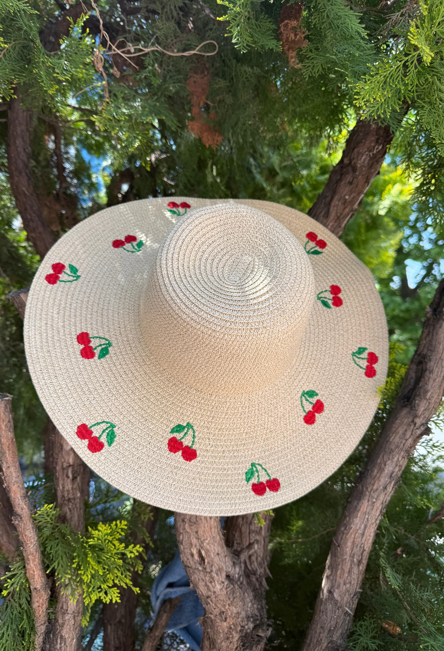 Cherry Embroidered Wide Straw Hat - Brand: Axesoire - Women & Kids, Baby Clothes Wholesale - TheBS Women