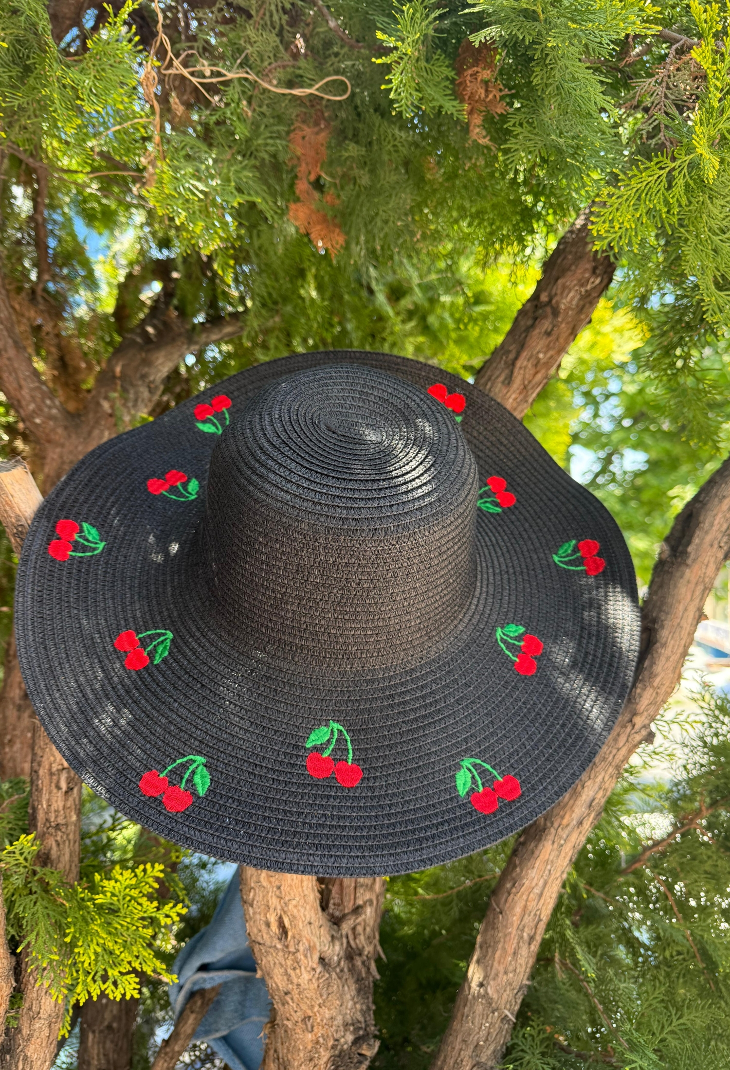 Cherry Embroidered Wide Straw Hat - Brand: Axesoire - Women & Kids, Baby Clothes Wholesale - TheBS Women