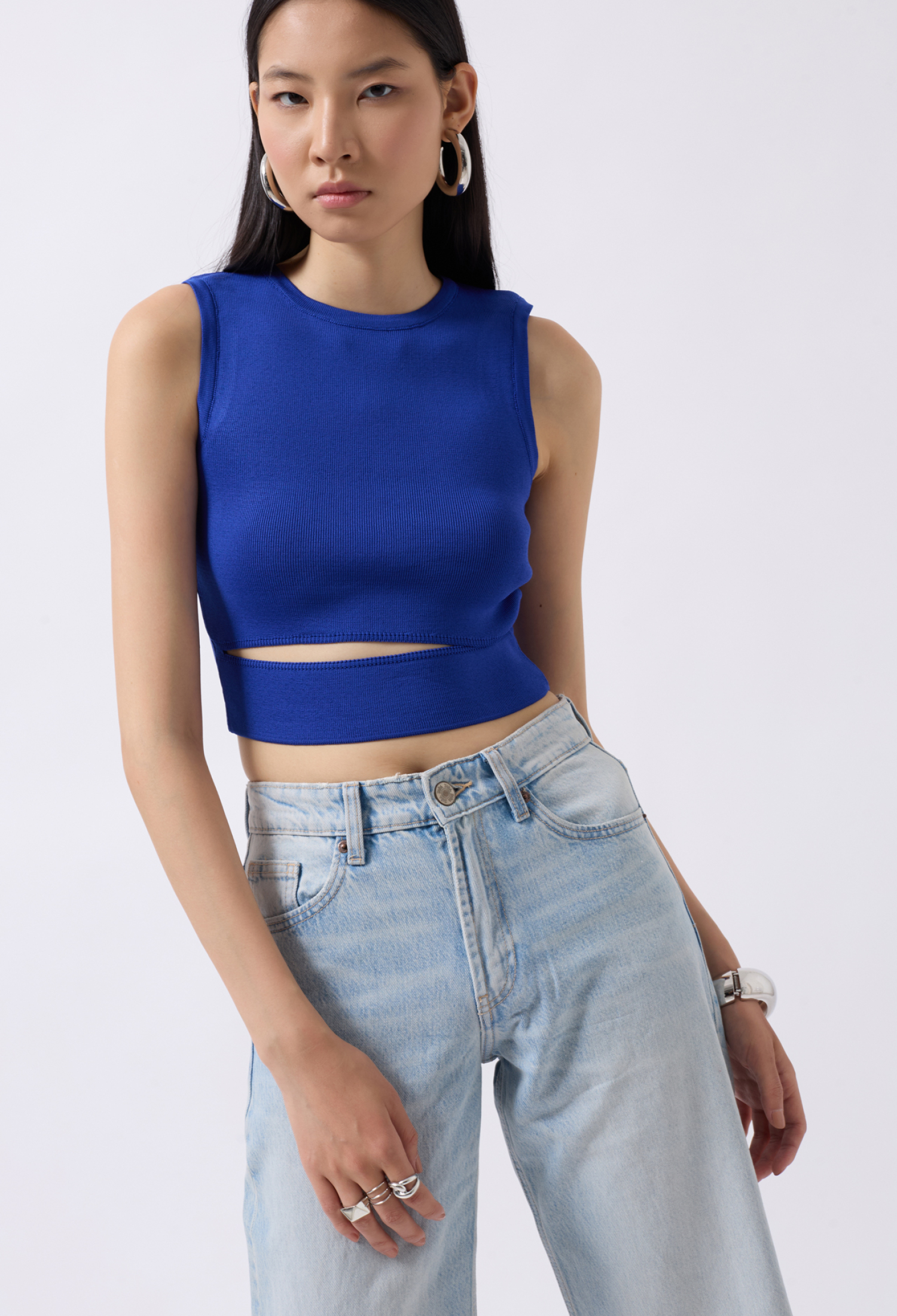Window Detail Knitwear Blouse Crop Top - Saks - Brand: Black Fashion - Women & Kids, Baby Clothes Wholesale - TheBS Women