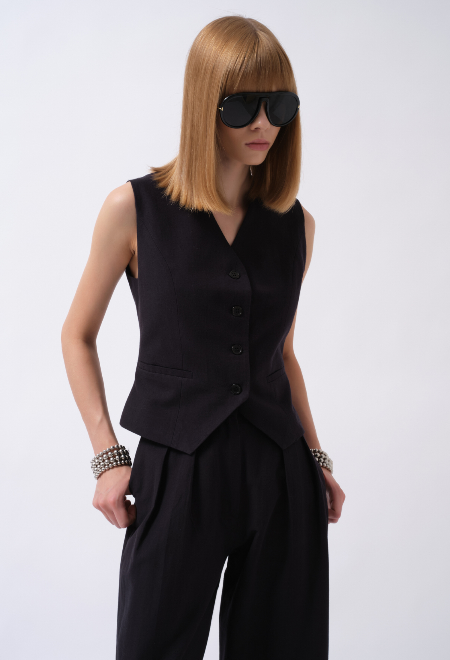 Black Formal Slim Fit Buttoned Vest - Brand: Black Fashion - Women & Kids, Baby Clothes Wholesale - TheBS Women