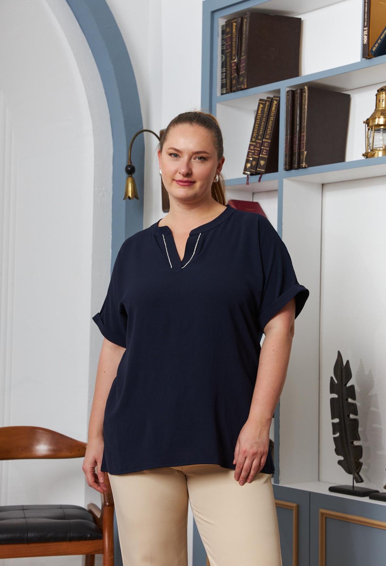 Plus Size Blouse With Notched Neck - Brand: RMG - Women & Kids, Baby Clothes Wholesale - TheBS Women