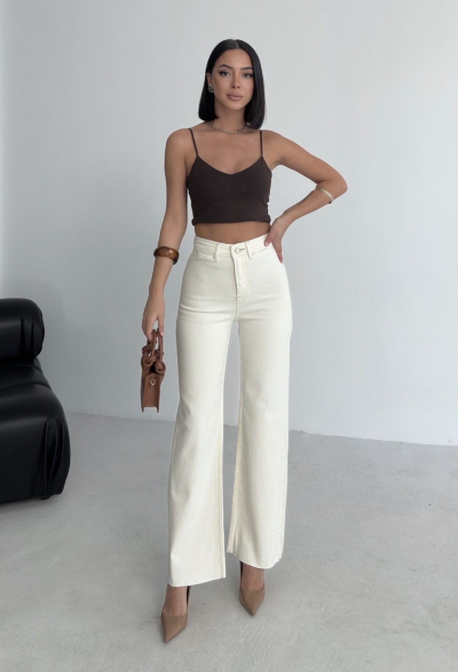 Decorative Pocket Detailed Wide Leg Palazzo Jeans - Brand: XLove - Women & Kids, Baby Clothes Wholesale - TheBS Women