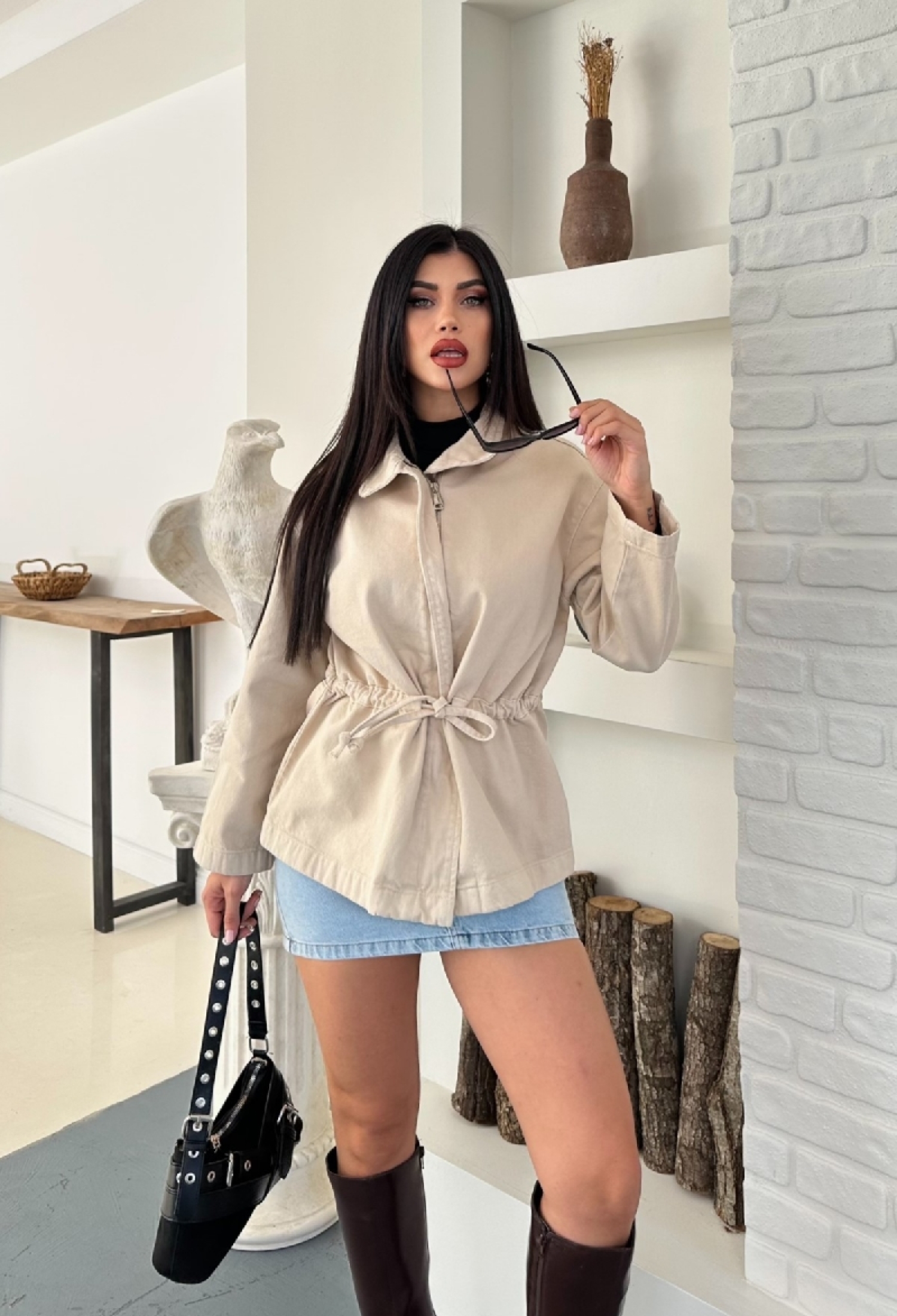 Beige Casual Streetwear Elegant Jacket - Brand: XLove - Women & Kids, Baby Clothes Wholesale - TheBS Women